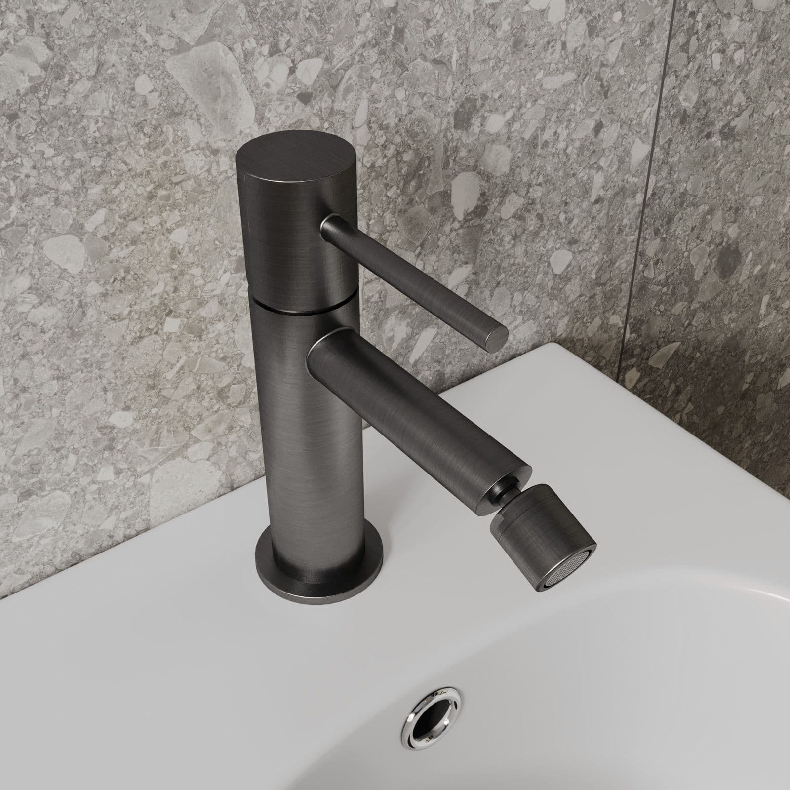 Set miscelatore lavabo alto e bidet con incasso doccia nero spazzolato – Oasis