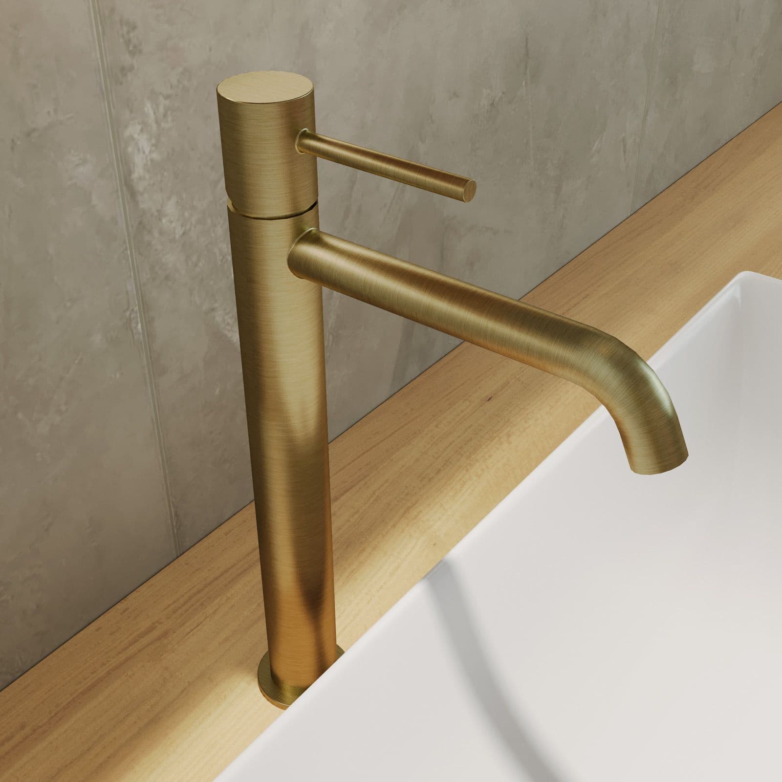 Set miscelatore lavabo alto e bidet con incasso doccia oro spazzolato – Oasis