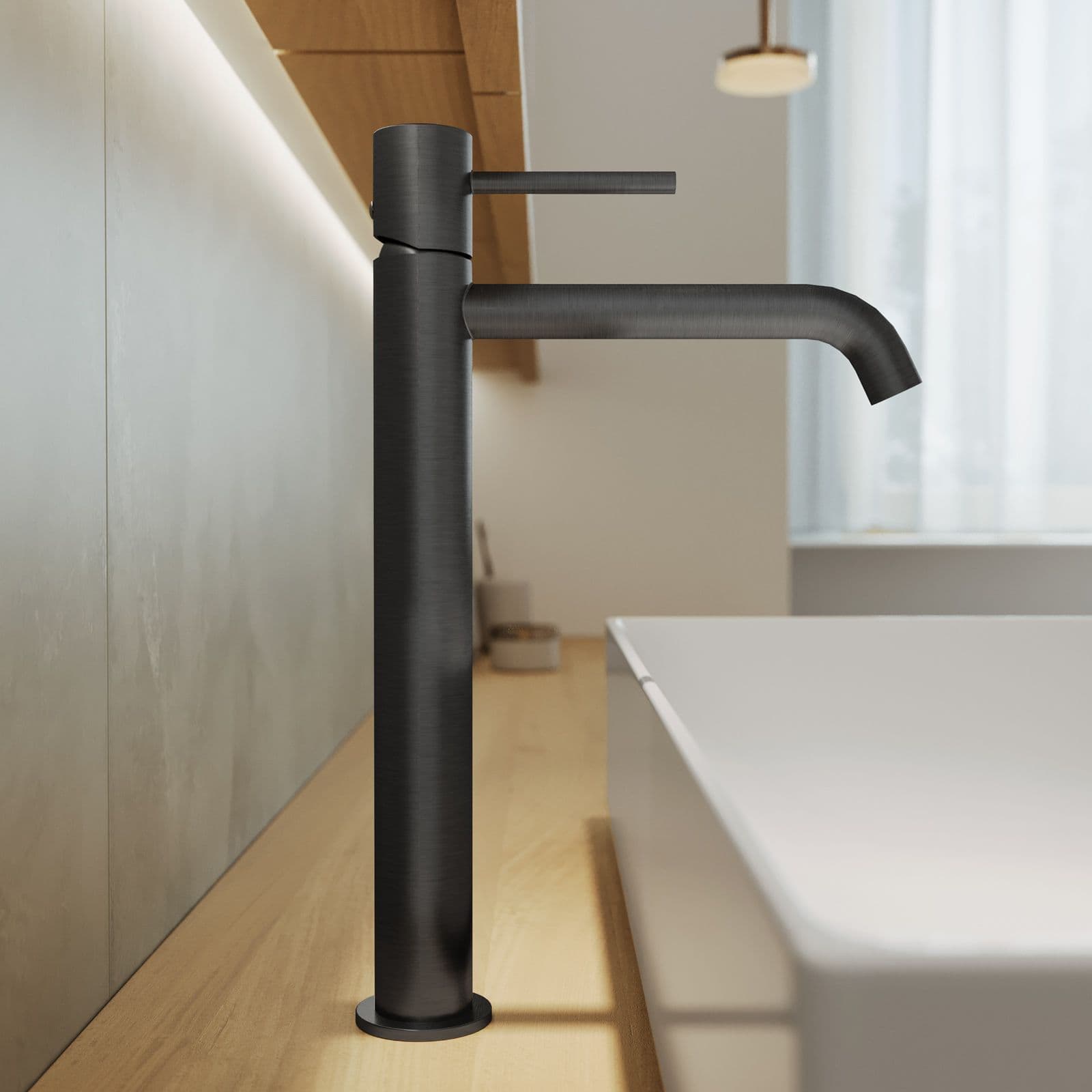 Set miscelatore lavabo alto e bidet con incasso doccia termostatico nero spazzolato – Oasis