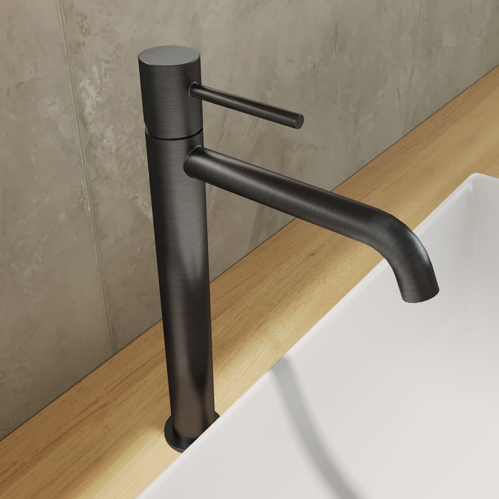 Set miscelatore lavabo alto e bidet con incasso doccia termostatico nero spazzolato – Oasis