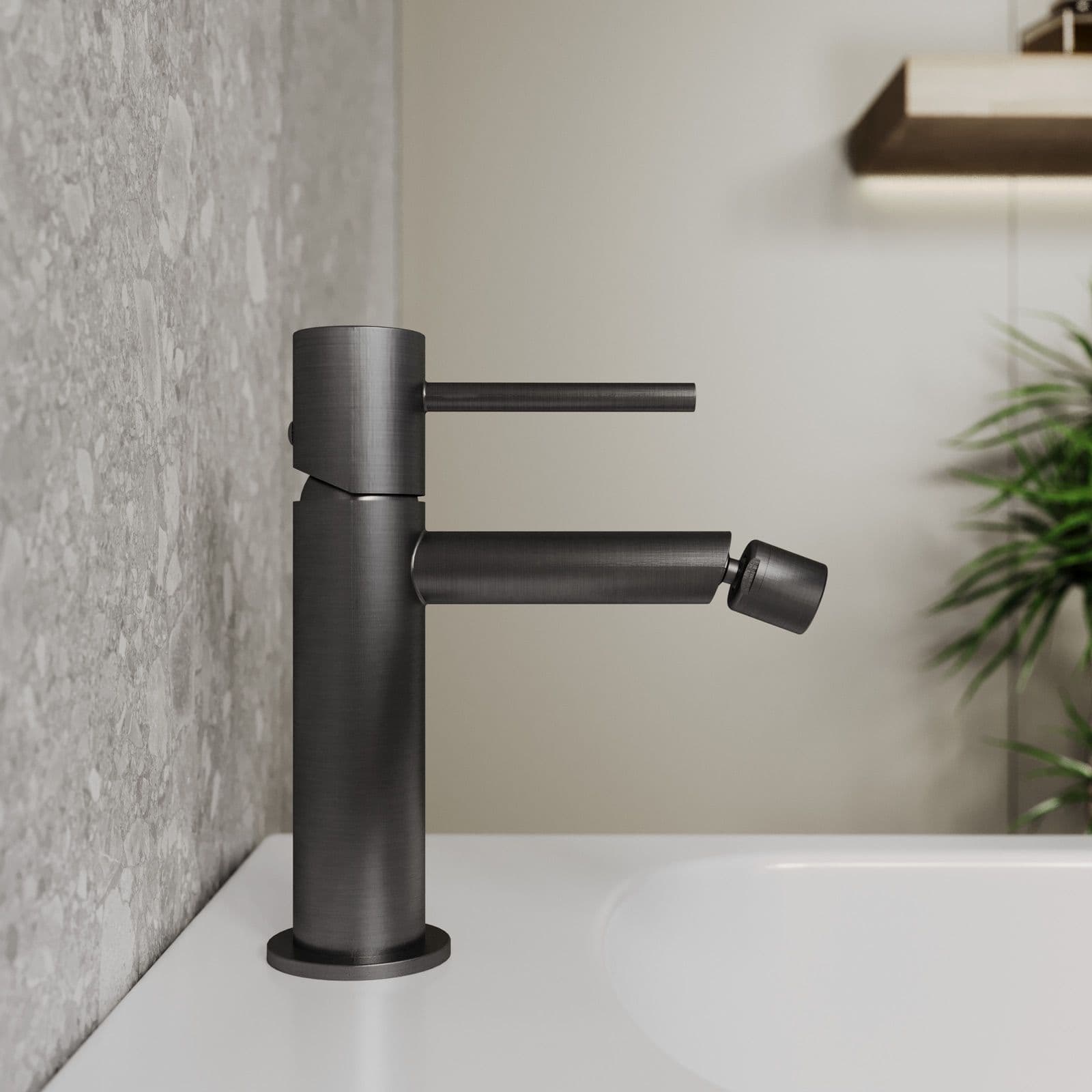 Set miscelatore lavabo alto e bidet con incasso doccia termostatico nero spazzolato – Oasis