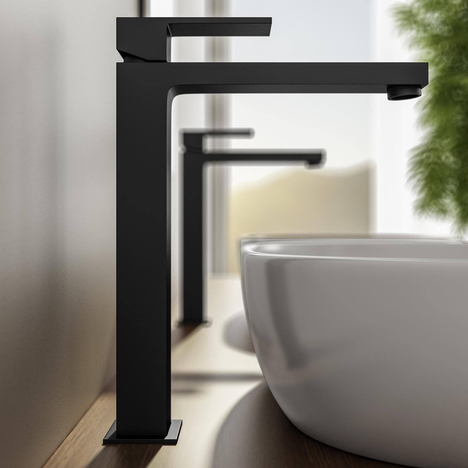 Set miscelatore lavabo alto e bidet nero – Tiamat