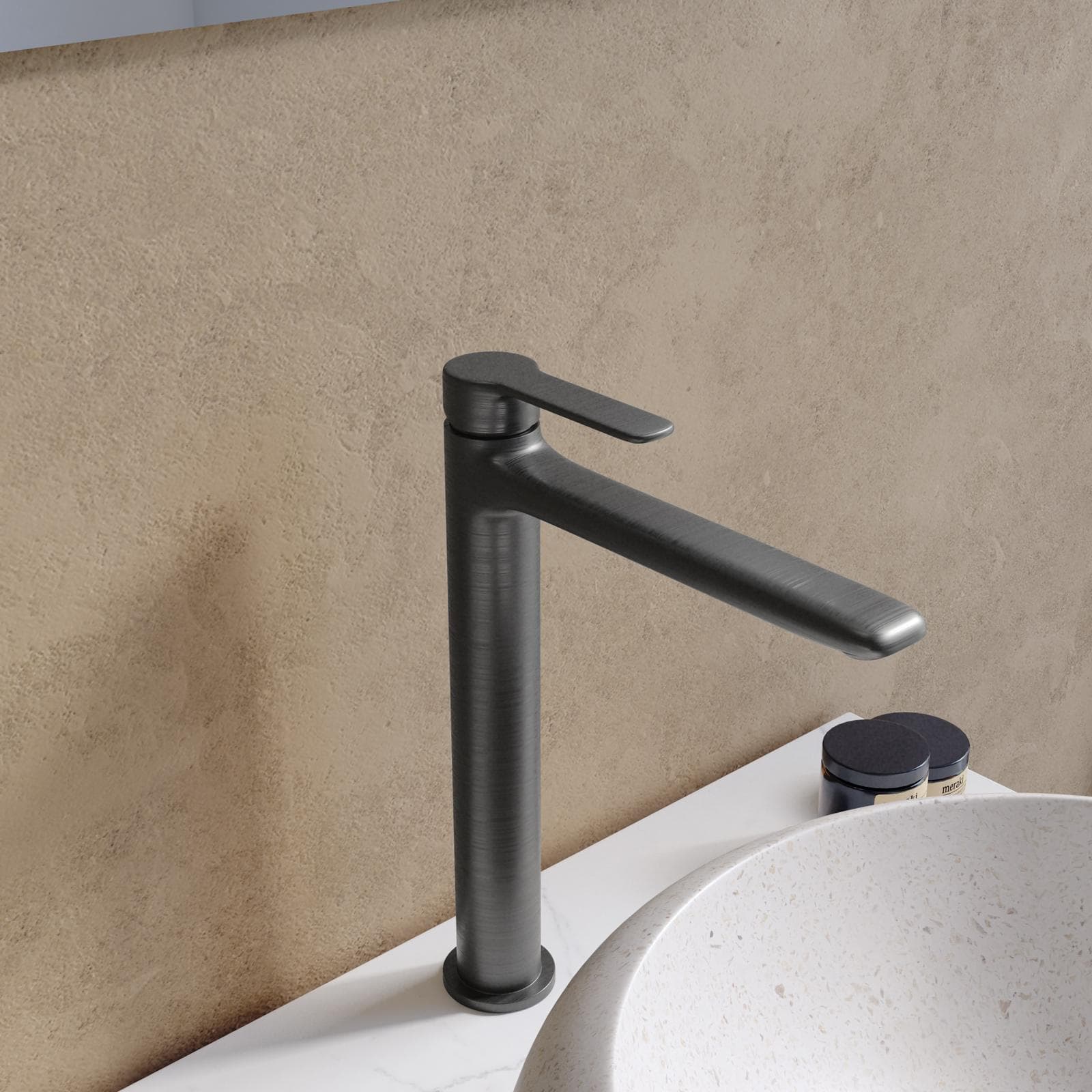 Set miscelatore lavabo alto e bidet nero spazzolato – Tila