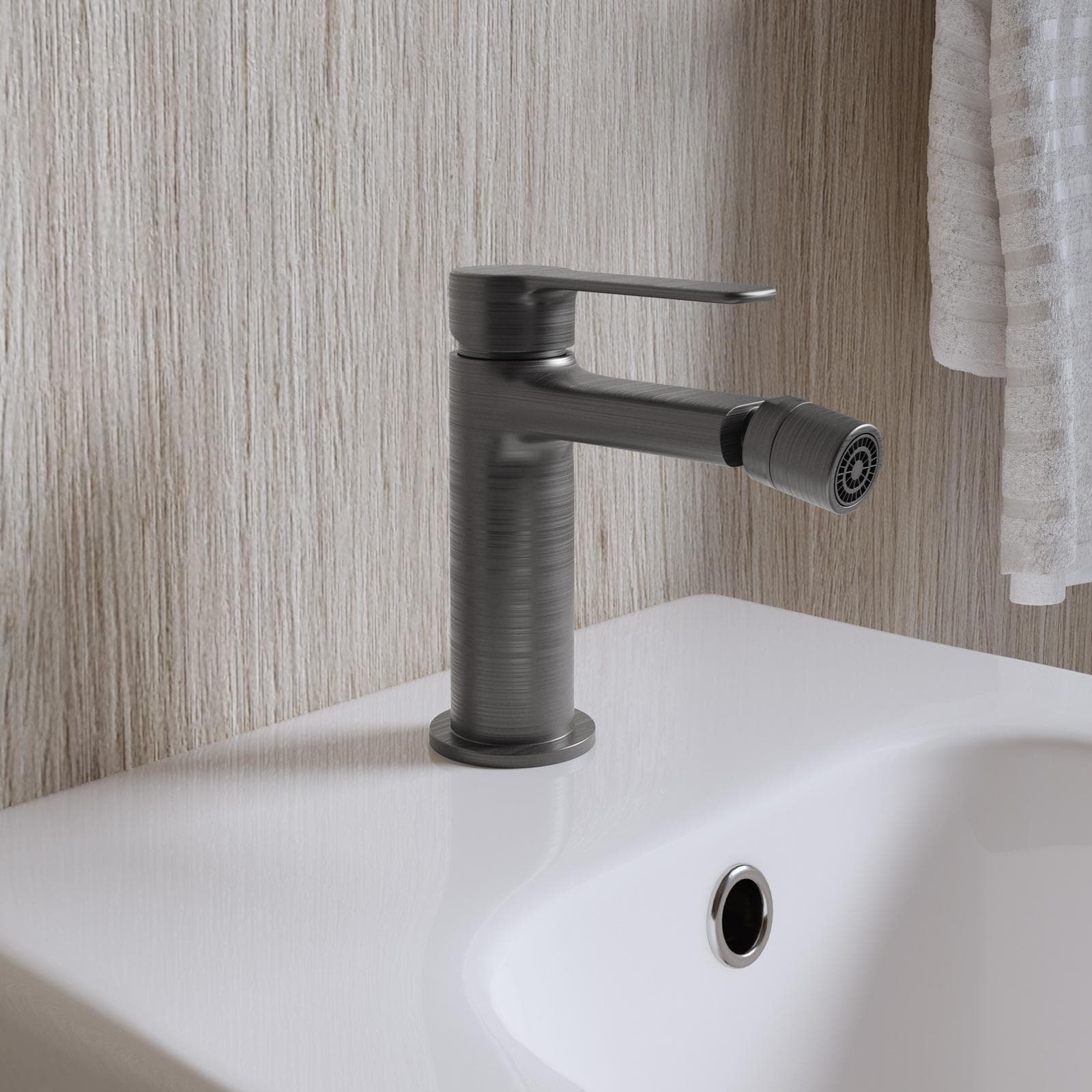 Set miscelatore lavabo alto e bidet nero spazzolato – Tila
