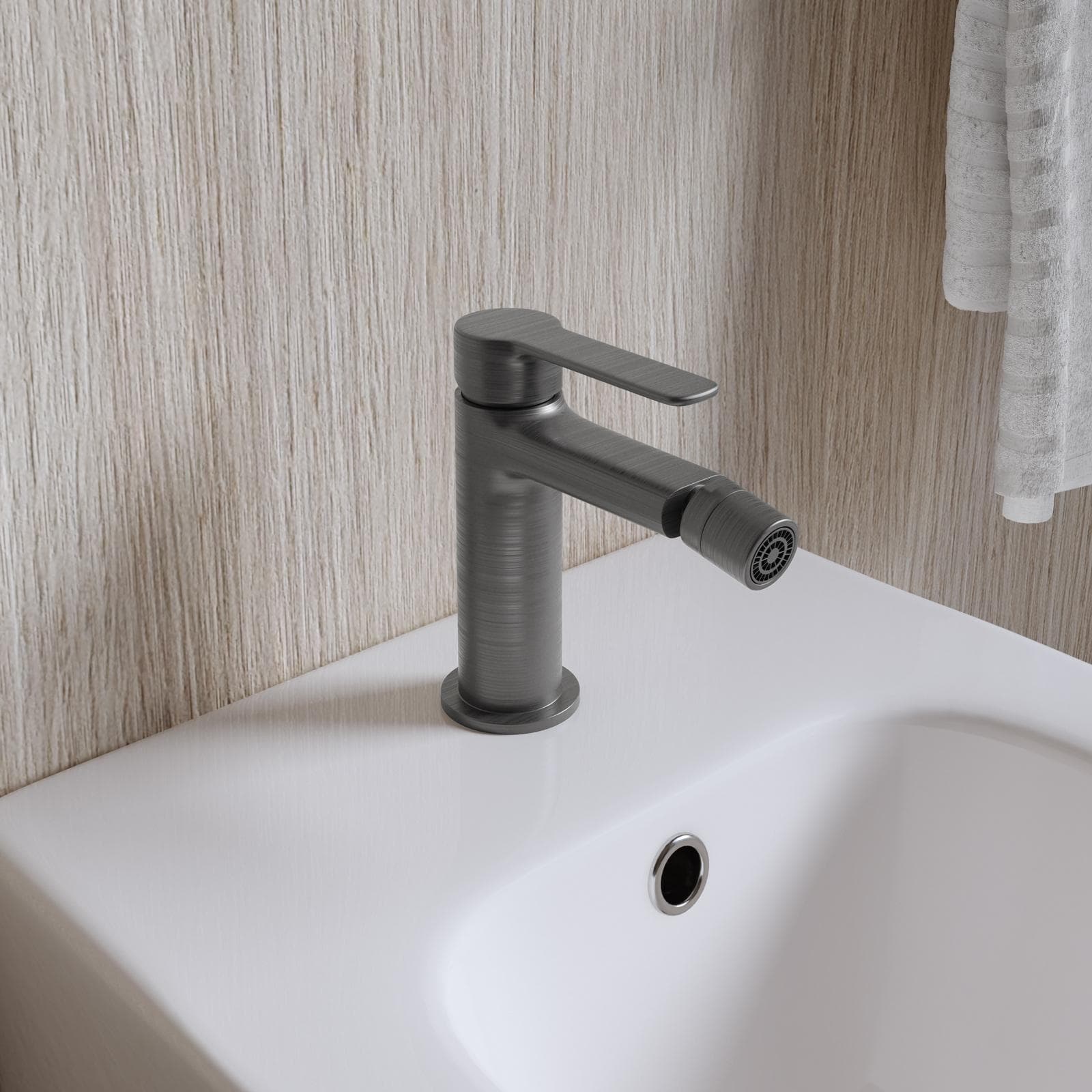 Set miscelatore lavabo alto e bidet nero spazzolato – Tila