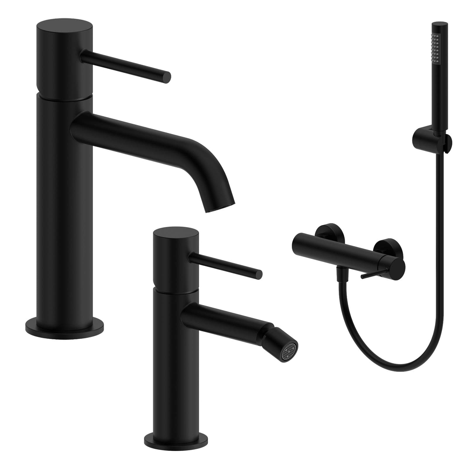 Set miscelatore lavabo e bidet con esterno doccia nero opaco – Oasis