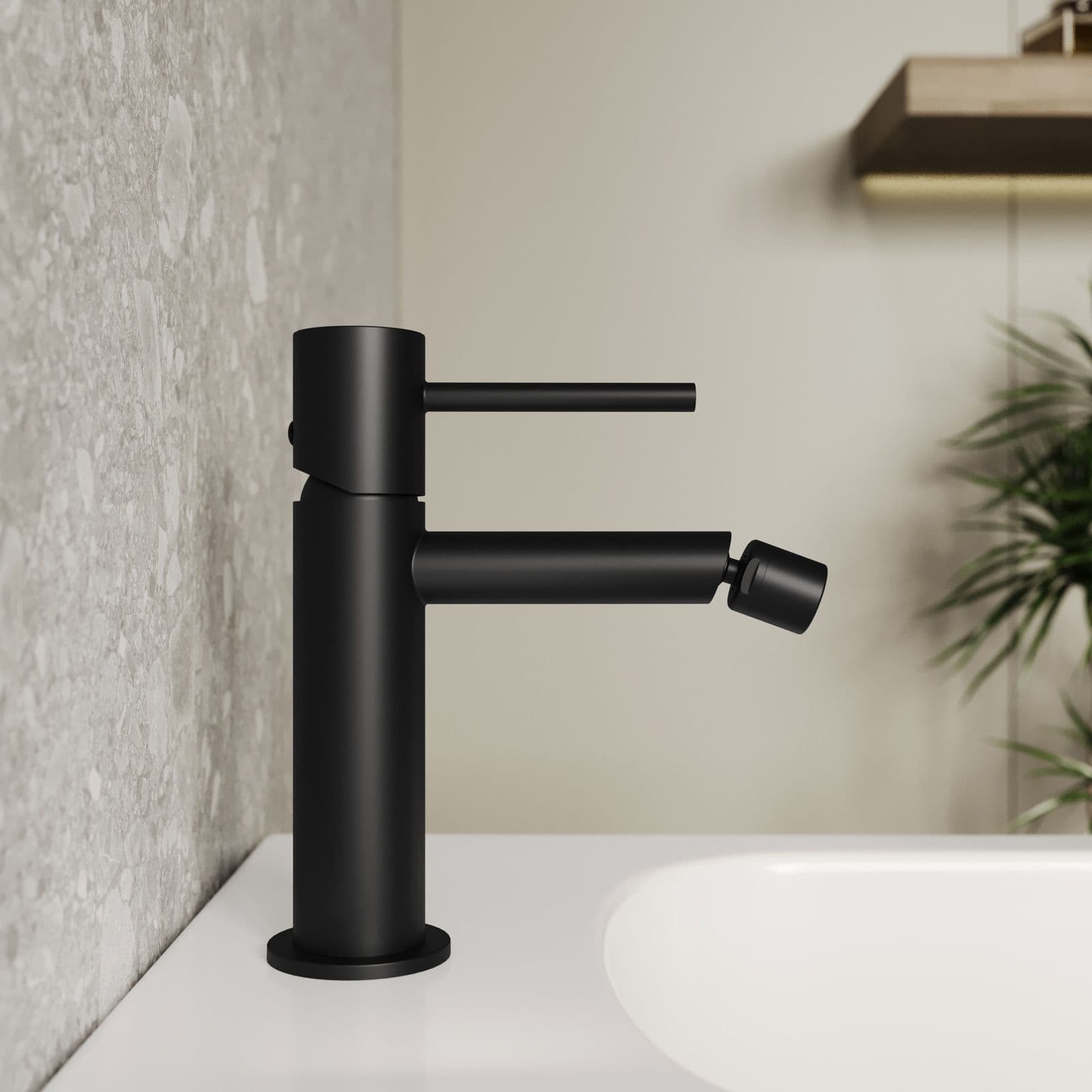 Set miscelatore lavabo e bidet con esterno doccia nero opaco – Oasis