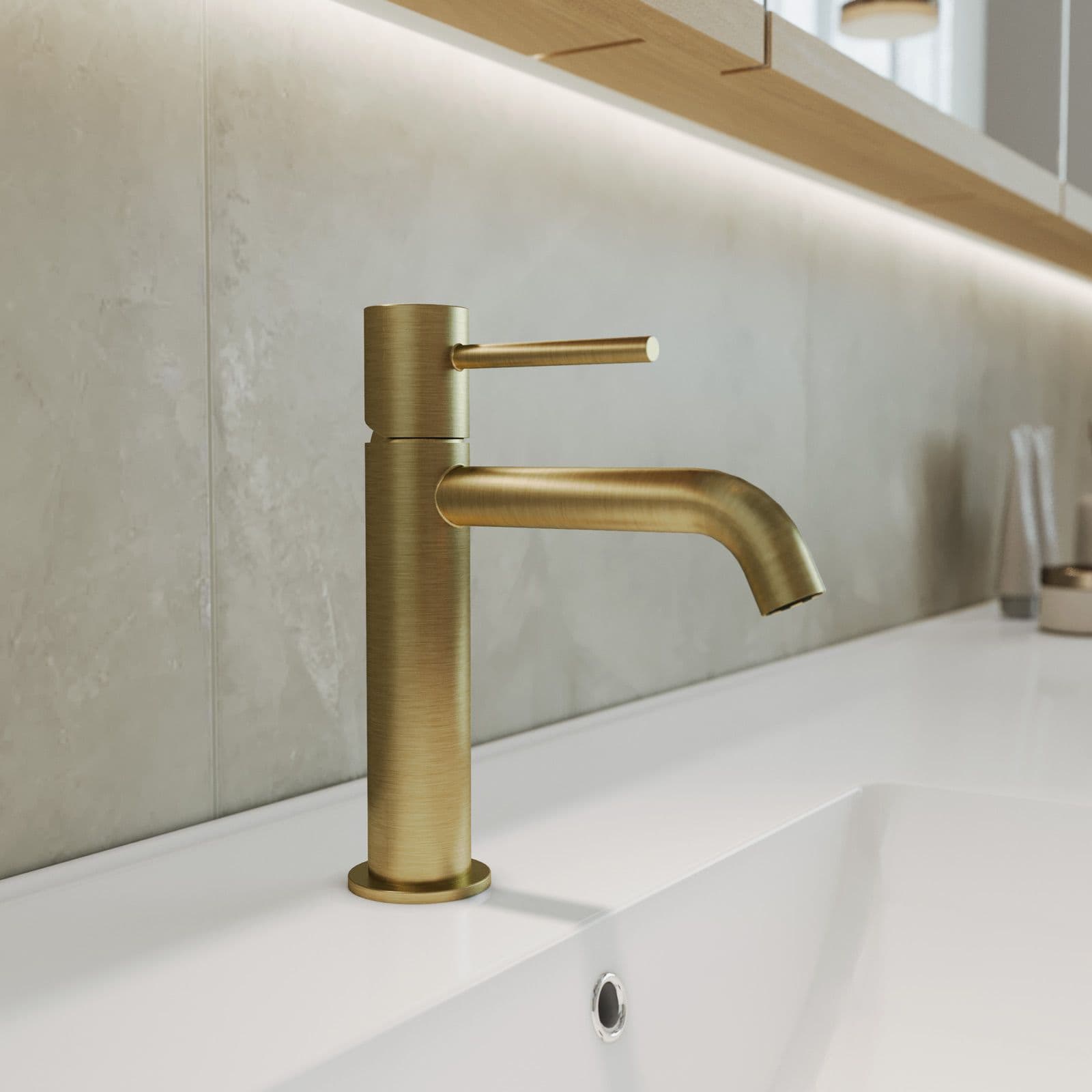 Set miscelatore lavabo e bidet con incasso doccia termostatico oro spazzolato – Oasis