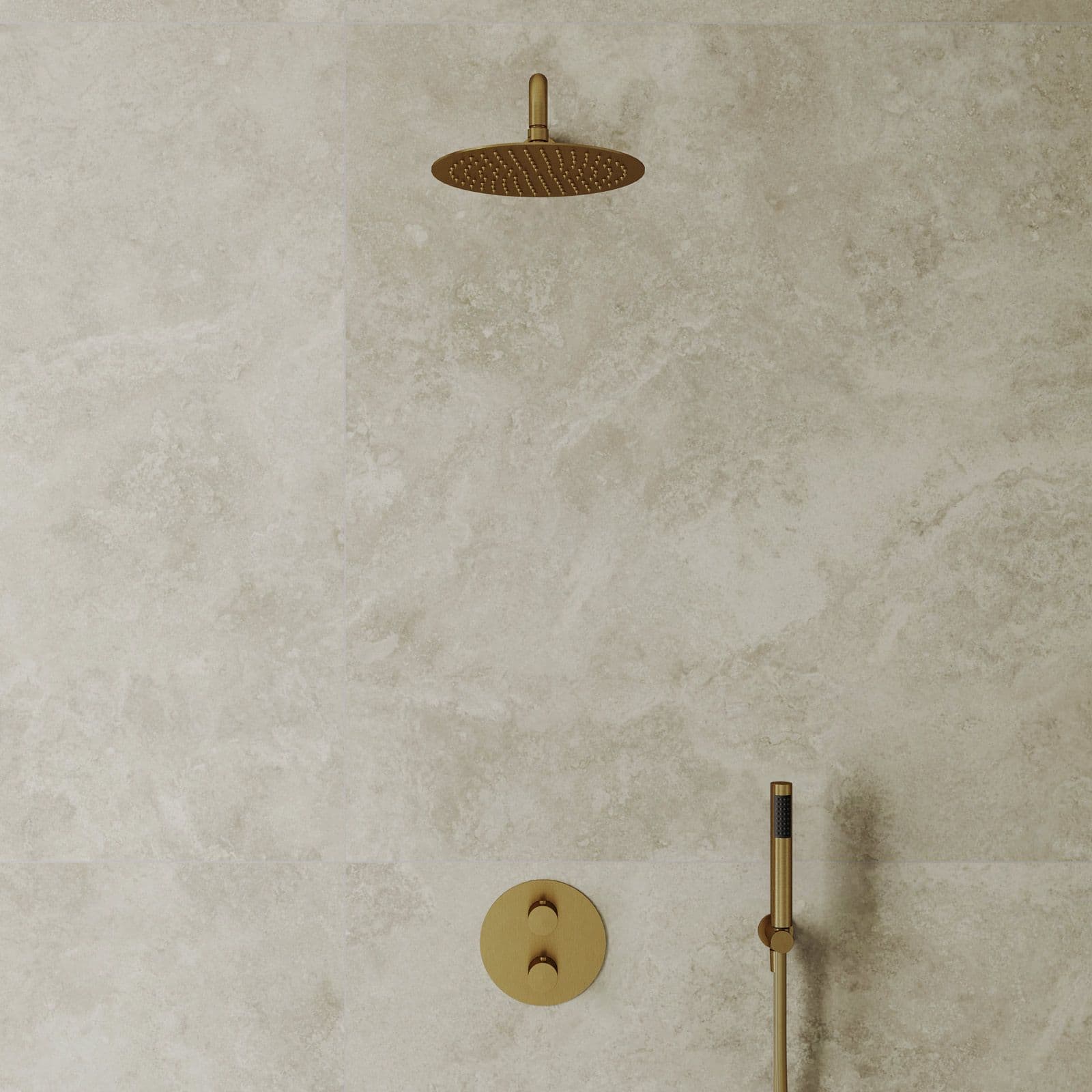 Set miscelatore lavabo e bidet con incasso doccia termostatico oro spazzolato – Oasis