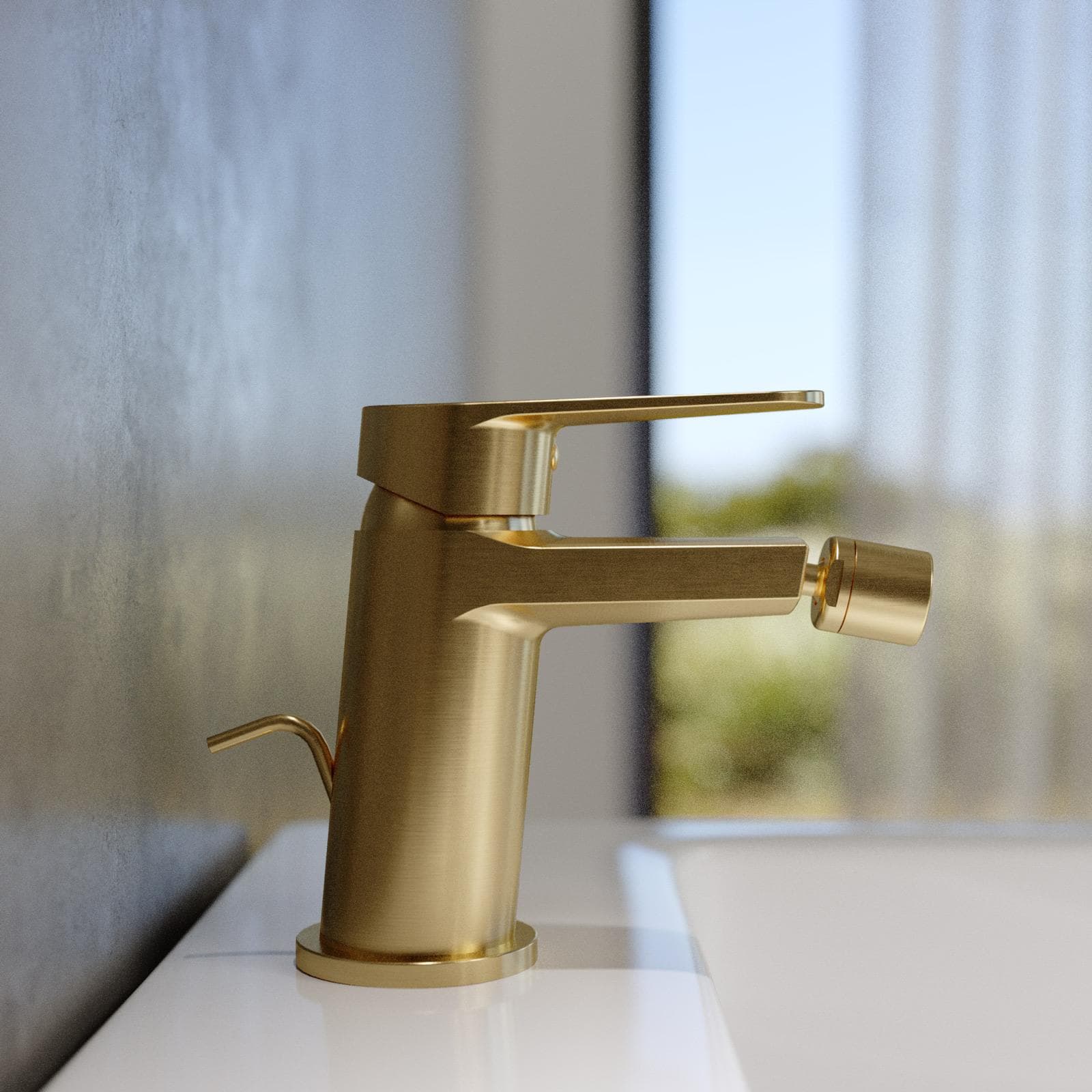 Set miscelatore lavabo e bidet con scarico oro spazzolato – Lir