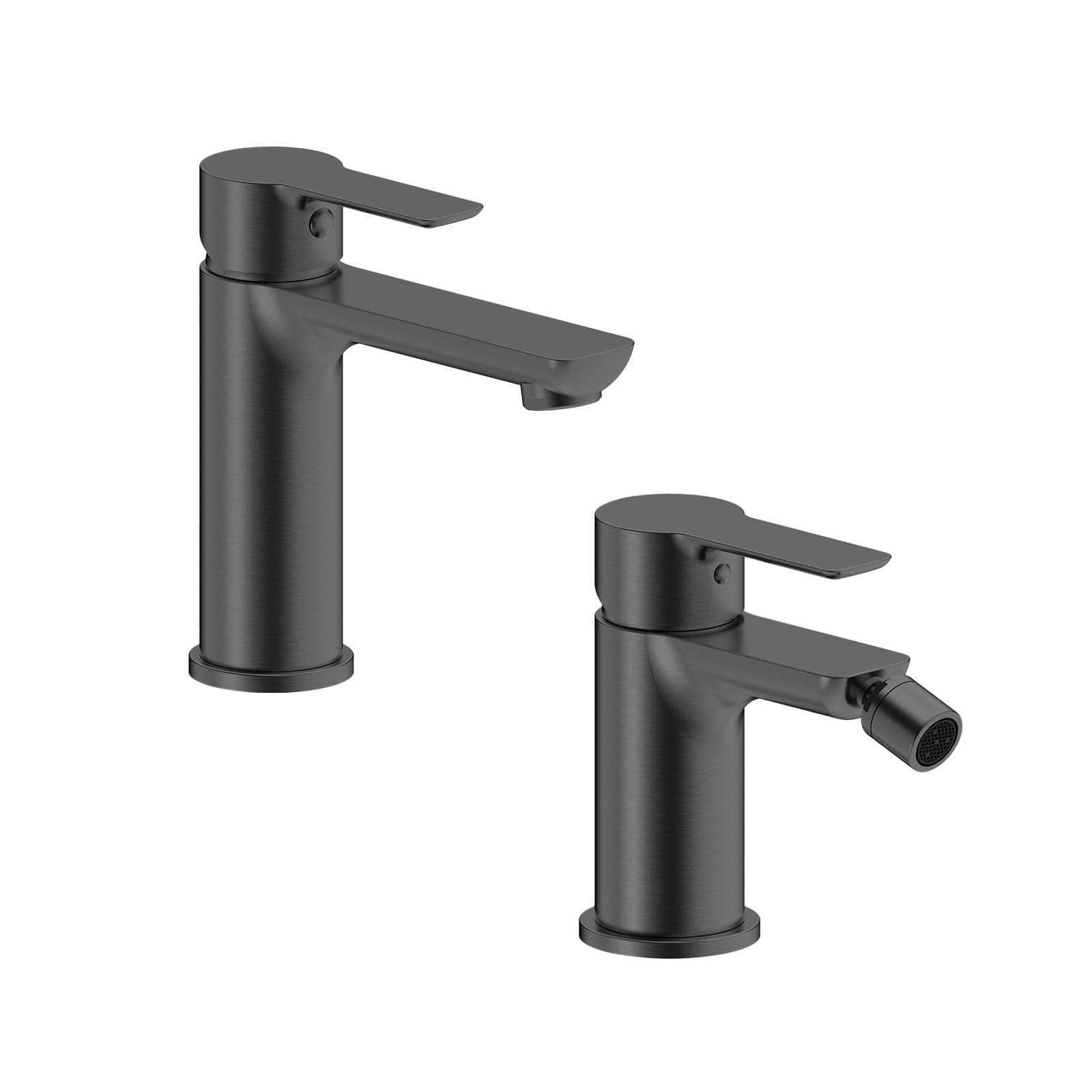 Set miscelatore lavabo e bidet nero spazzolato – Key