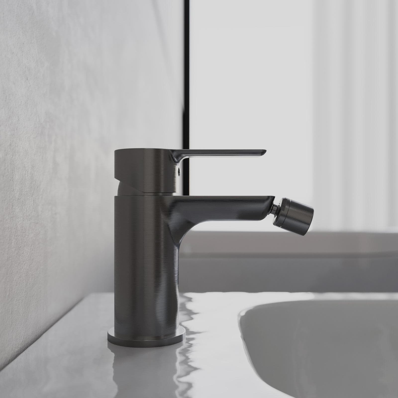 Set miscelatore lavabo e bidet nero spazzolato – Key
