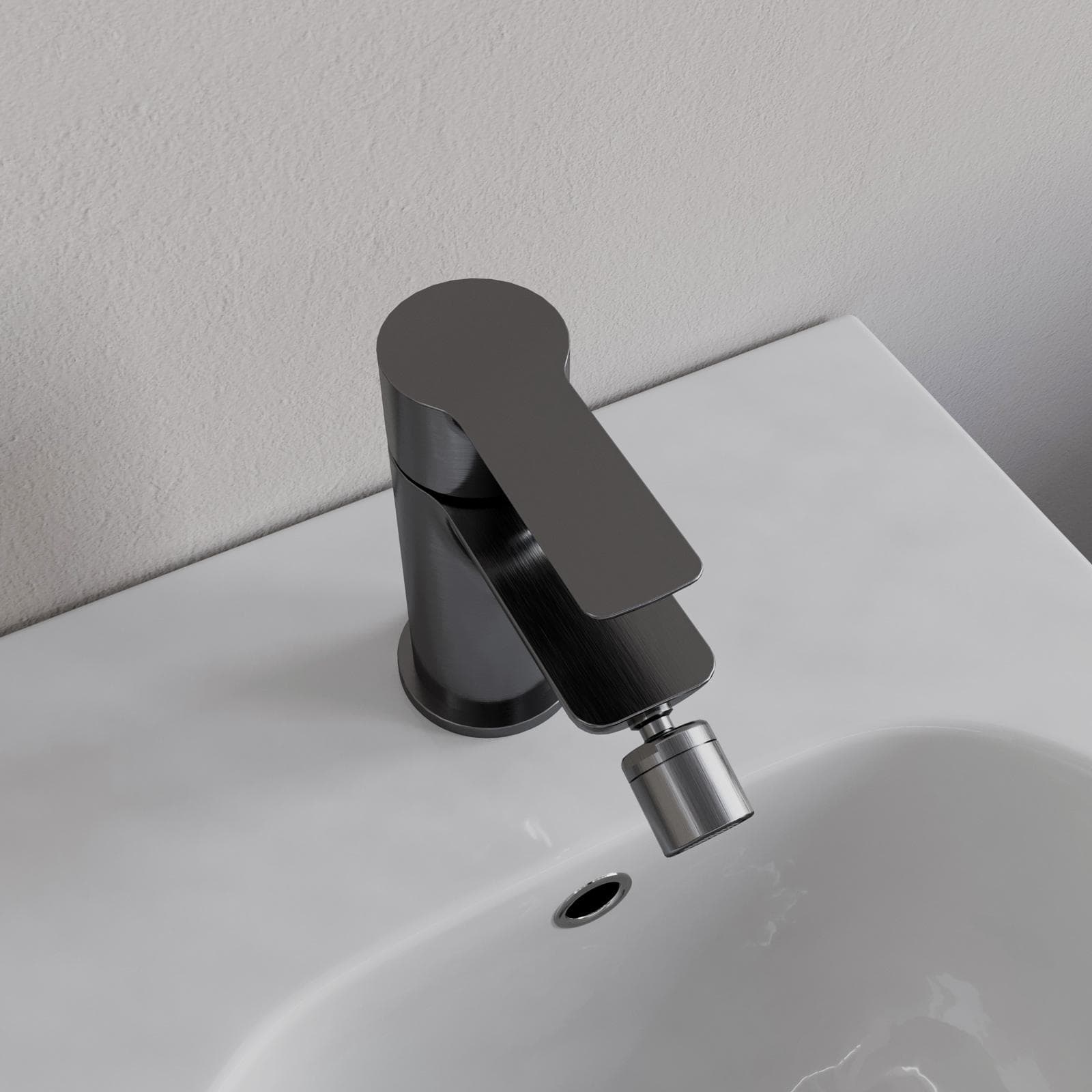 Set miscelatore lavabo e bidet nero spazzolato – Key