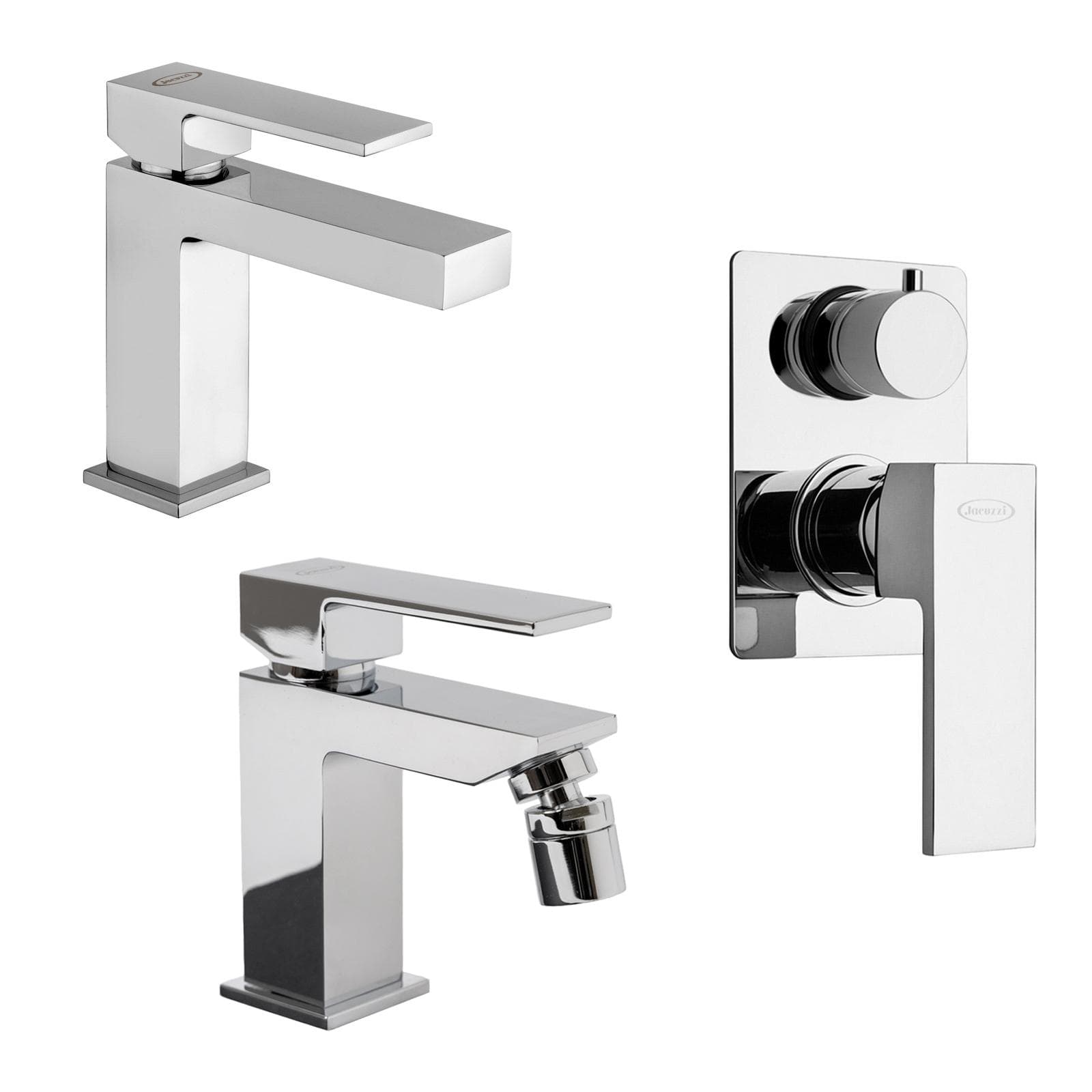 Set miscelatori lavabo bidet doccia a incasso con deviatore per piletta click clack Jacuzzi - Rubinetteria Crux