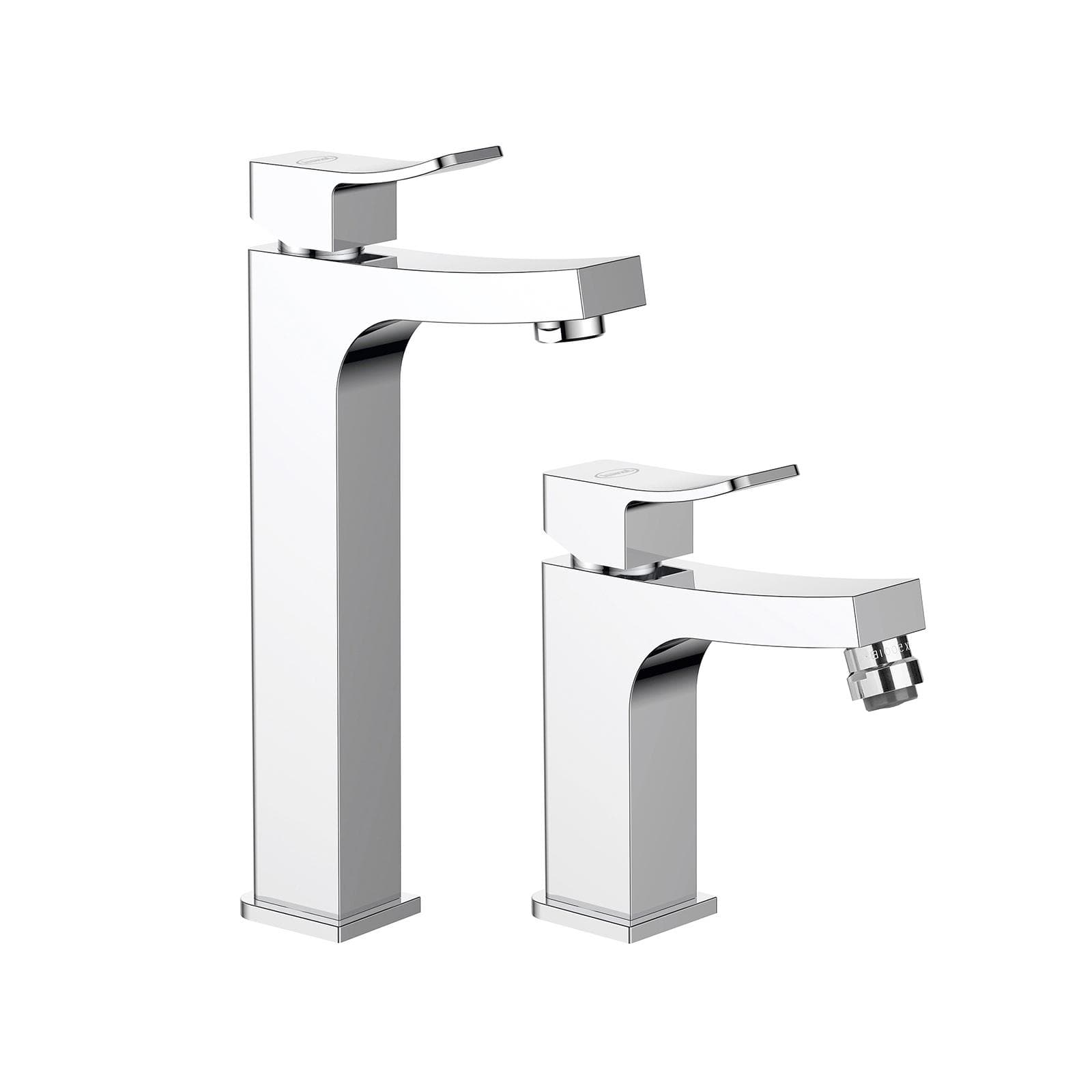 Set miscelatori lavabo canna alta e bidet per piletta click clack Jacuzzi - Rubinetteria Tanka ottone cromato