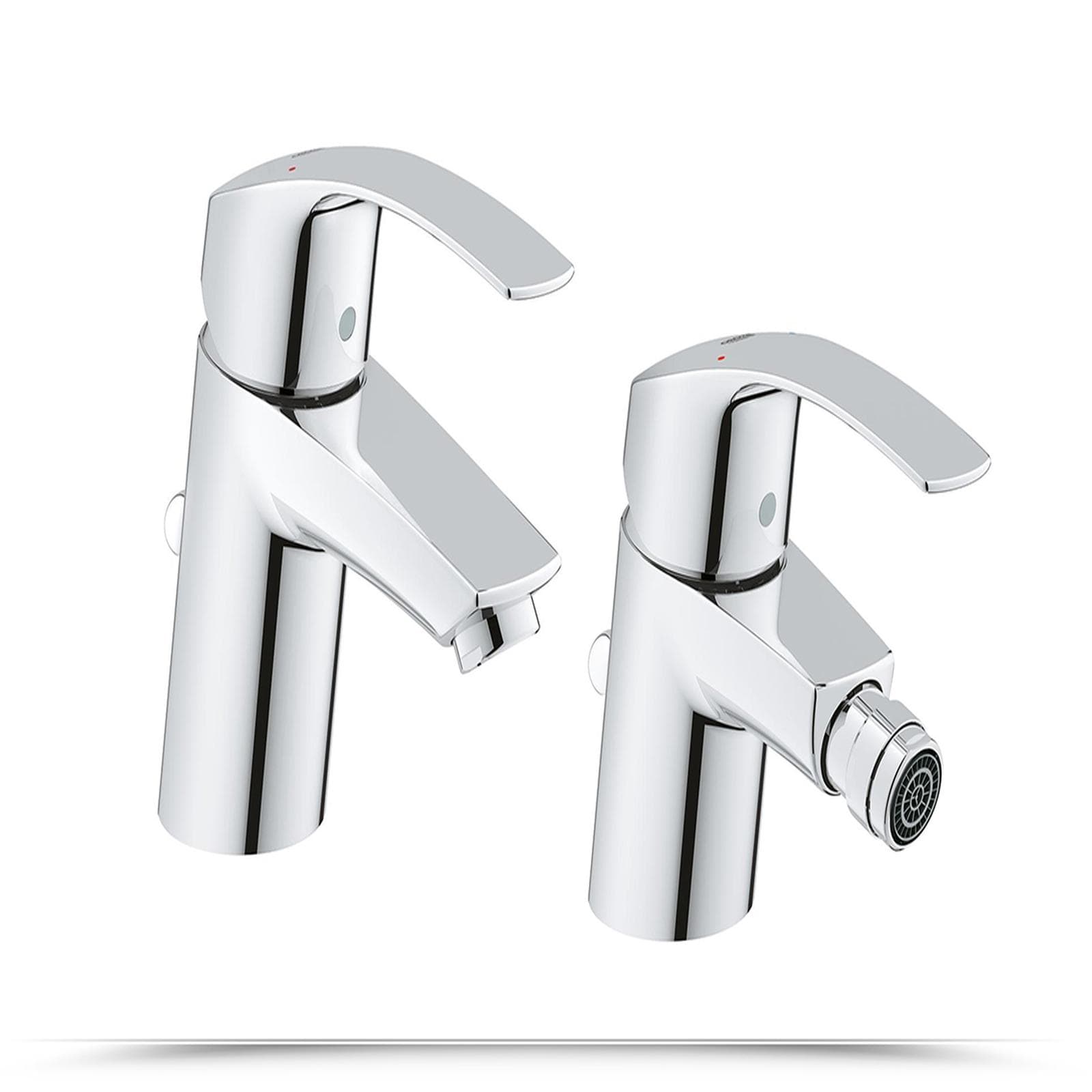 Set miscelatori lavabo e bidet Grohe Eurosmart New taglia S monocomando con piletta di scarico