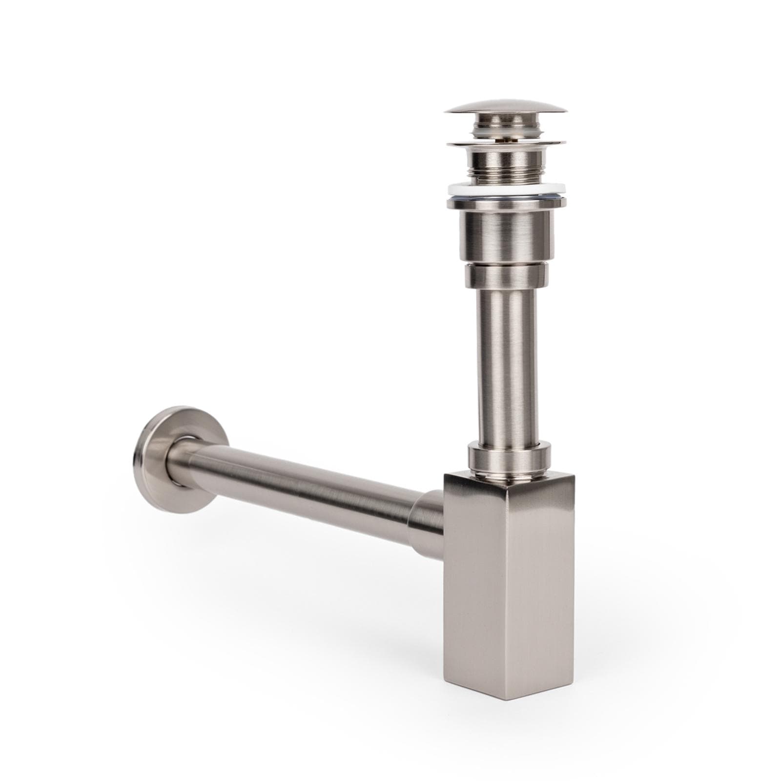 Set piletta click-clack universale e sifone di scarico quadrato per lavabo spazzolato