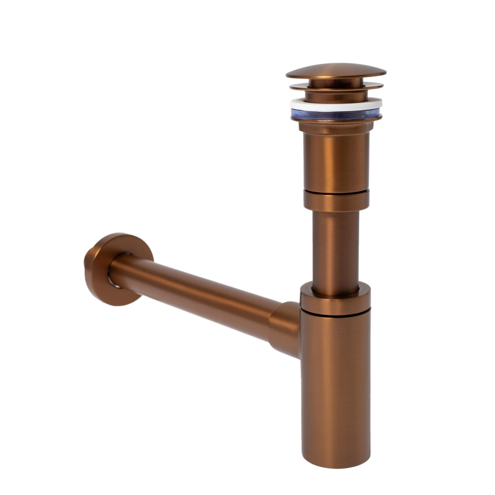 Set piletta click-clack universale e sifone di scarico tondo per lavabo bronzo spazzolato