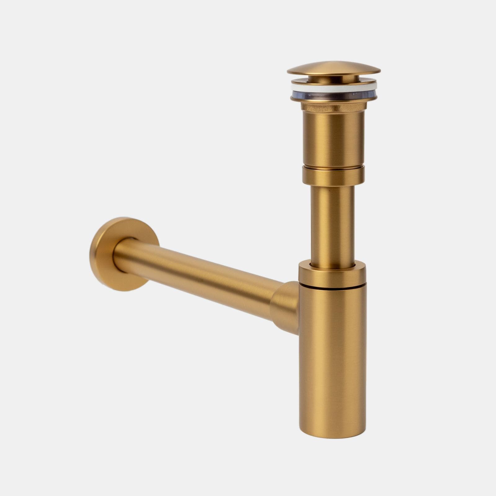 Set piletta click-clack universale e sifone di scarico tondo per lavabo oro spazzolato
