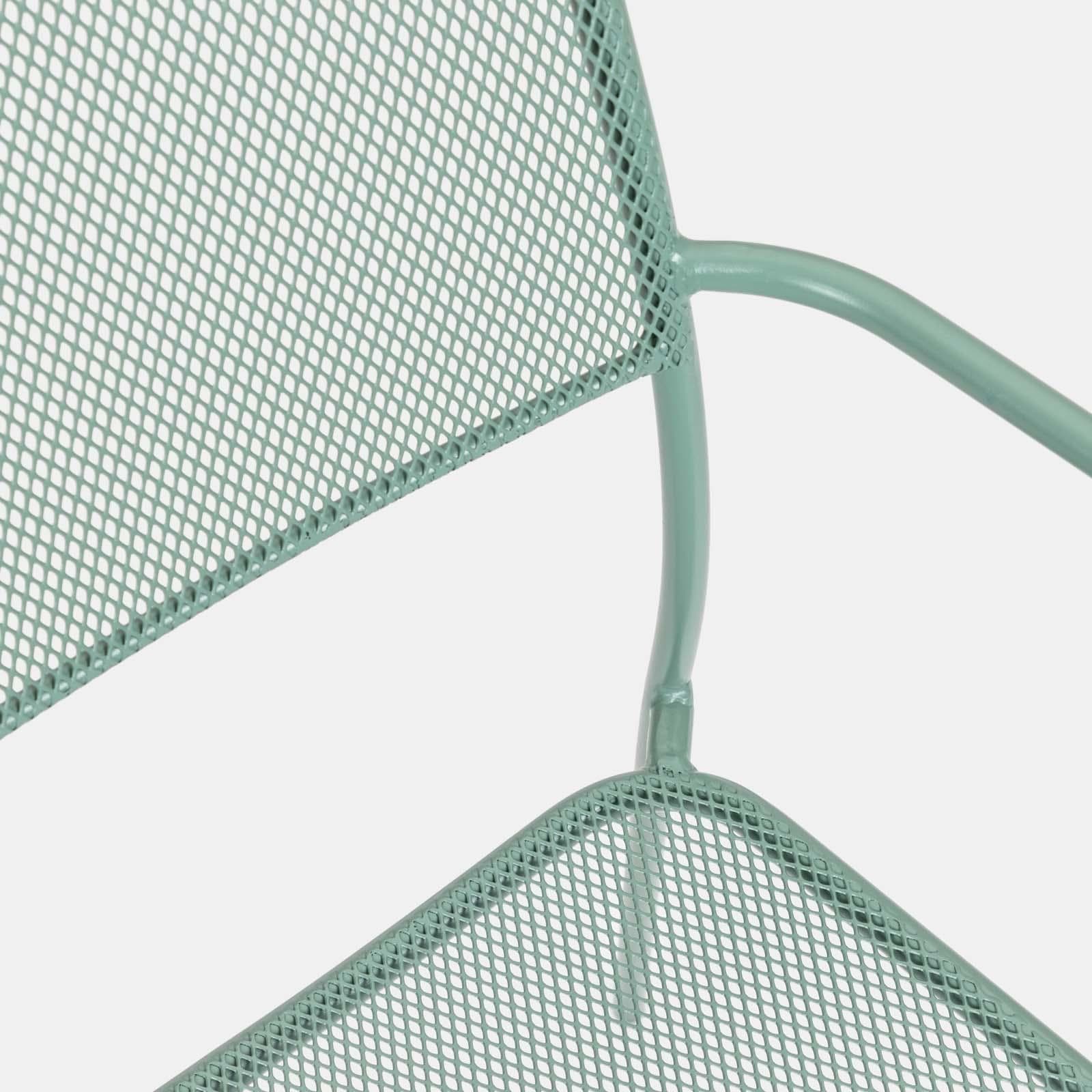 Set pranzo con tavolo 150x80 cm e 4 sedie con braccioli in acciaio verde marino - Faber