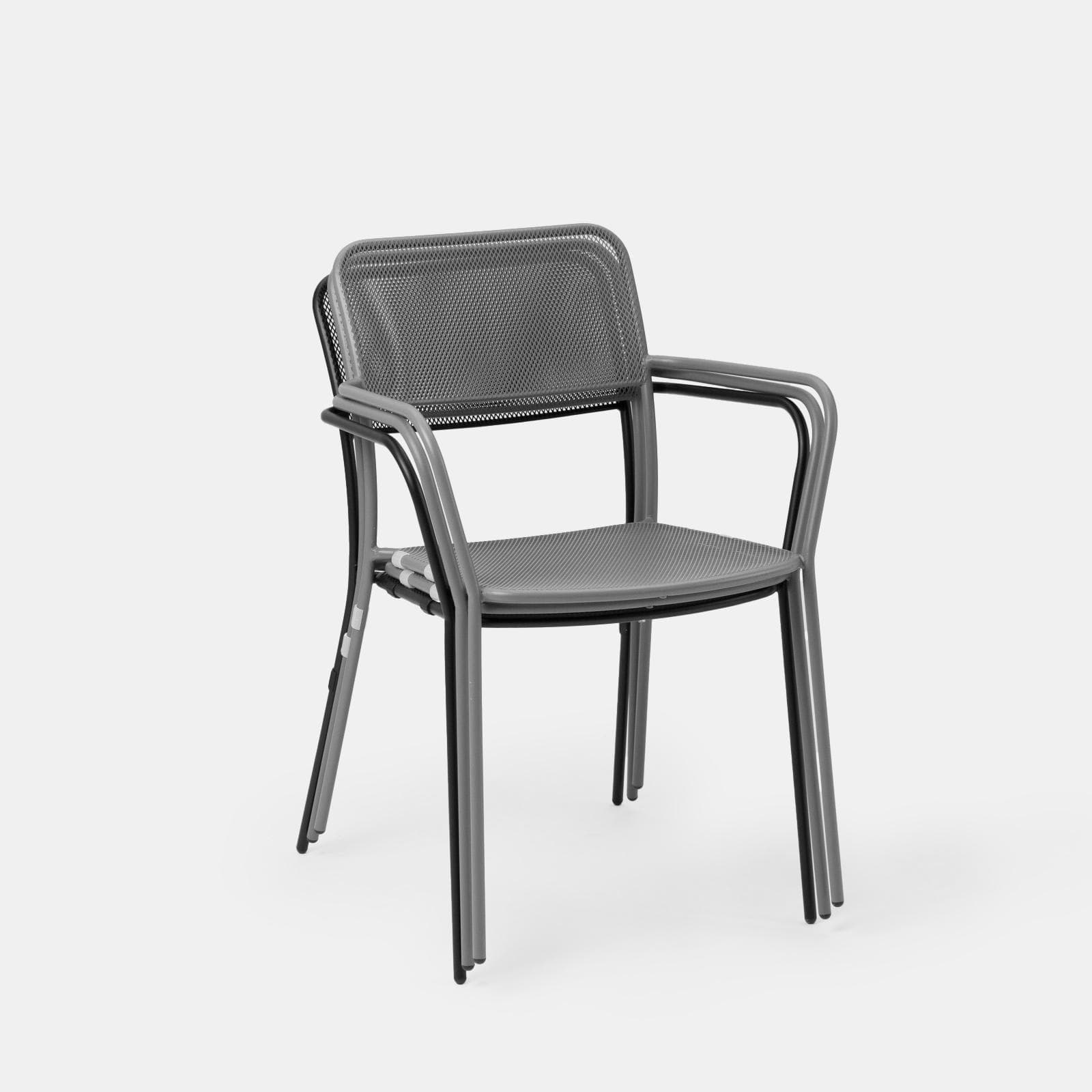 Set pranzo con tavolo 120x70 cm e 4 sedie con braccioli in acciaio senape - Faber