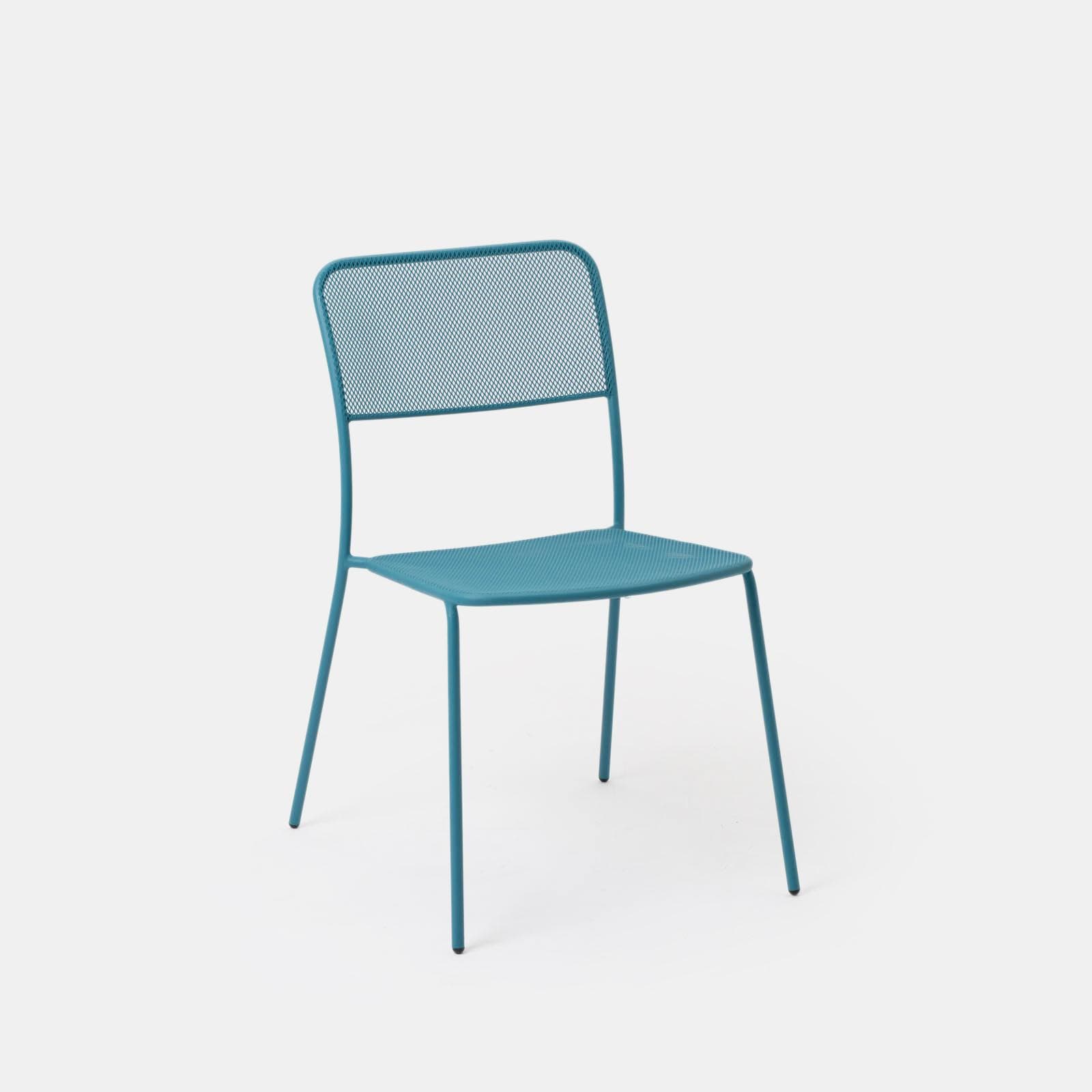 Set pranzo con tavolo 120x70 cm e 4 sedie in acciaio blu maldive - Faber