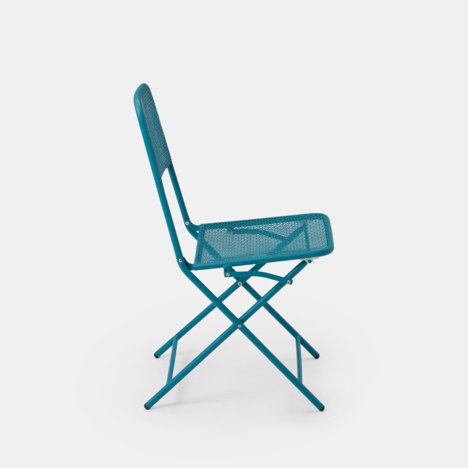 Set pranzo con tavolo 120x70 cm e 4 sedie pieghevoli in acciaio blu maldive - Faber