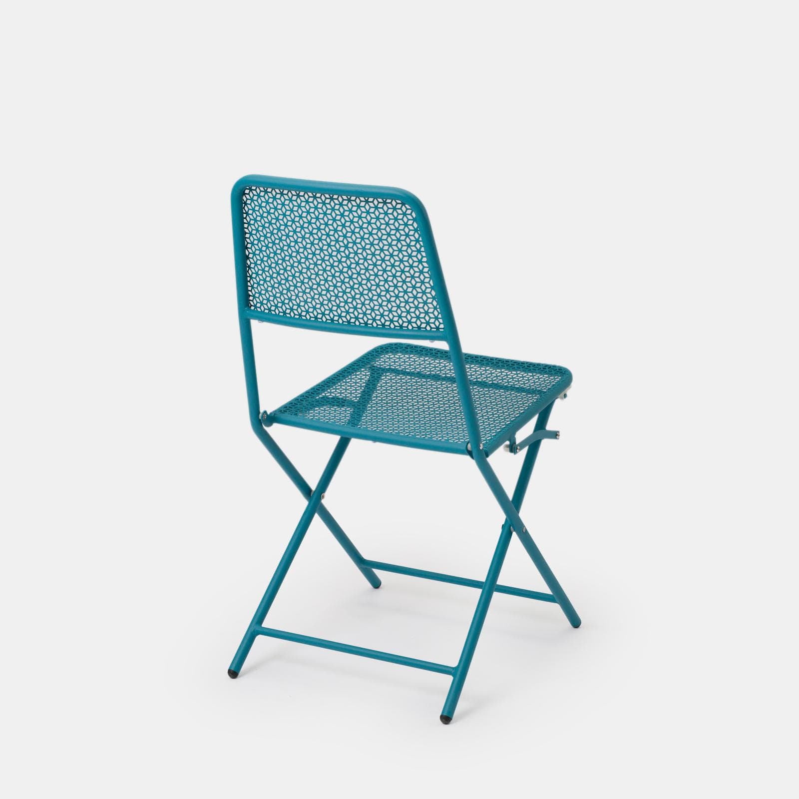 Set pranzo con tavolo 120x70 cm e 4 sedie pieghevoli in acciaio blu maldive - Faber