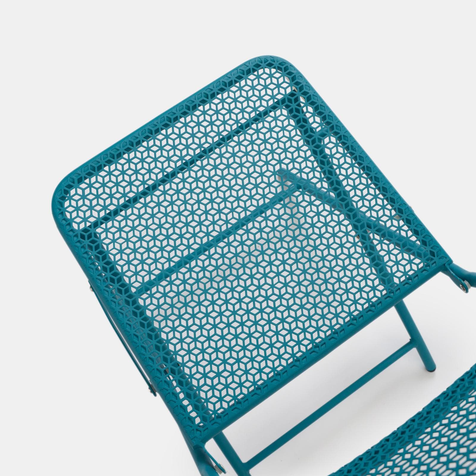 Set pranzo con tavolo 120x70 cm e 4 sedie pieghevoli in acciaio blu maldive - Faber