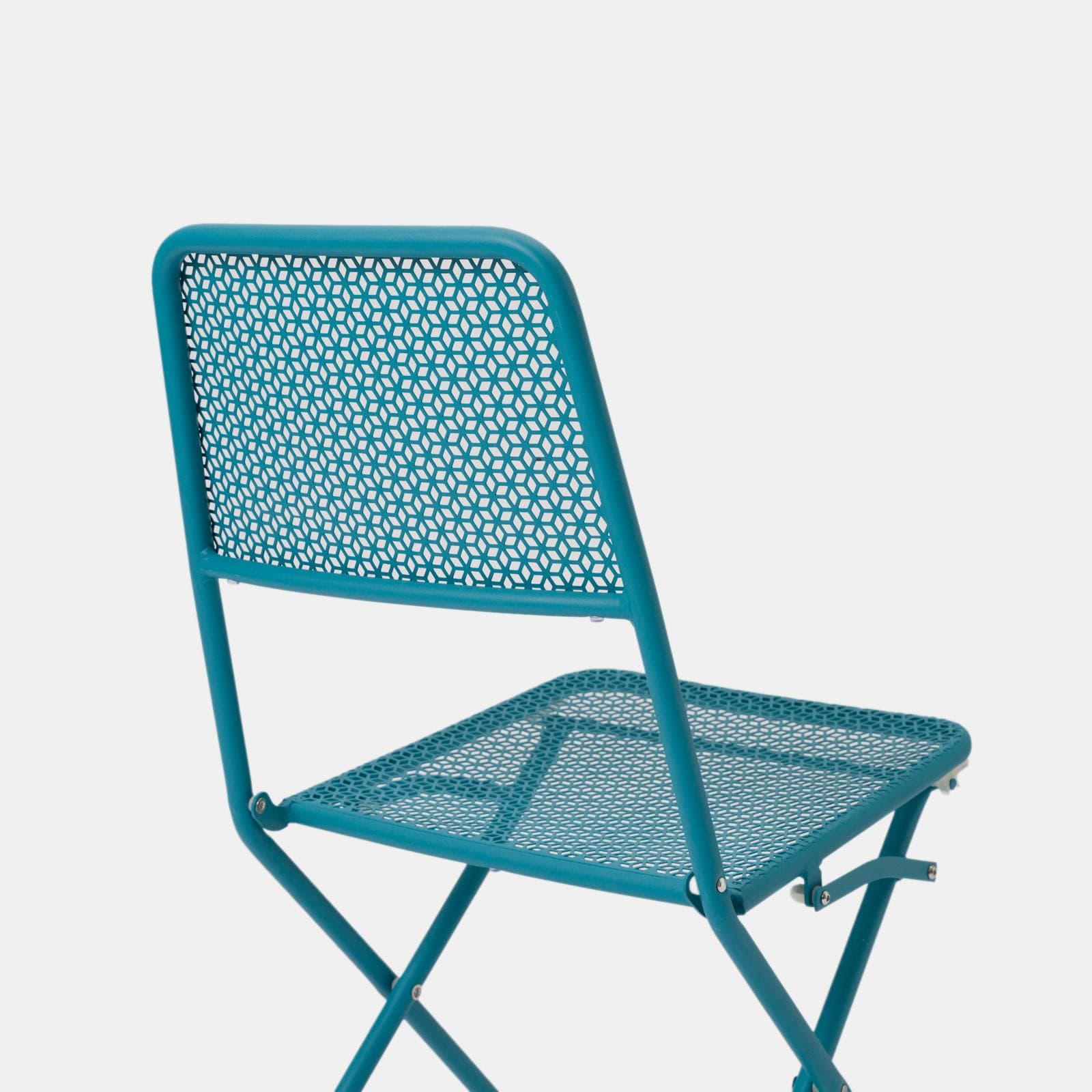 Set pranzo con tavolo 120x70 cm e 4 sedie pieghevoli in acciaio blu maldive - Faber