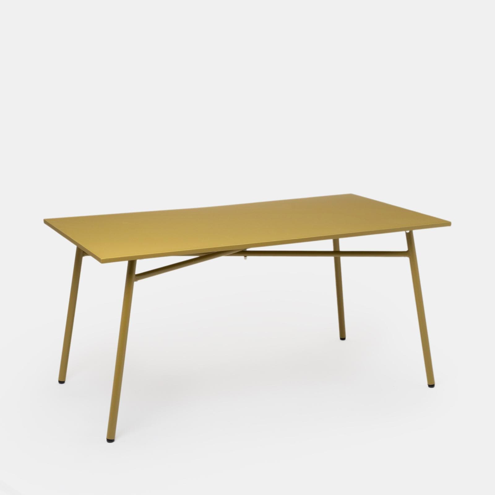 Set pranzo con tavolo 150x80 cm e 4 sedie in acciaio senape - Faber