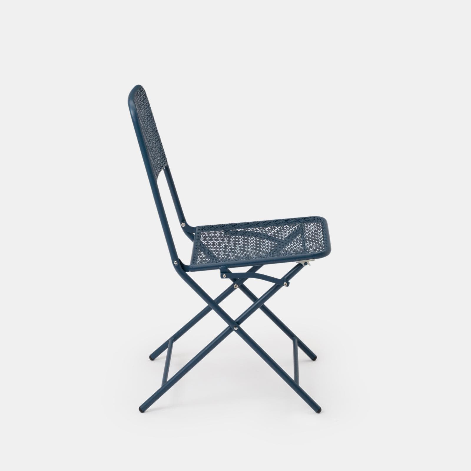 Set pranzo con tavolo 150x80 cm e 4 sedie pieghevoli in acciaio blu oceano - Faber