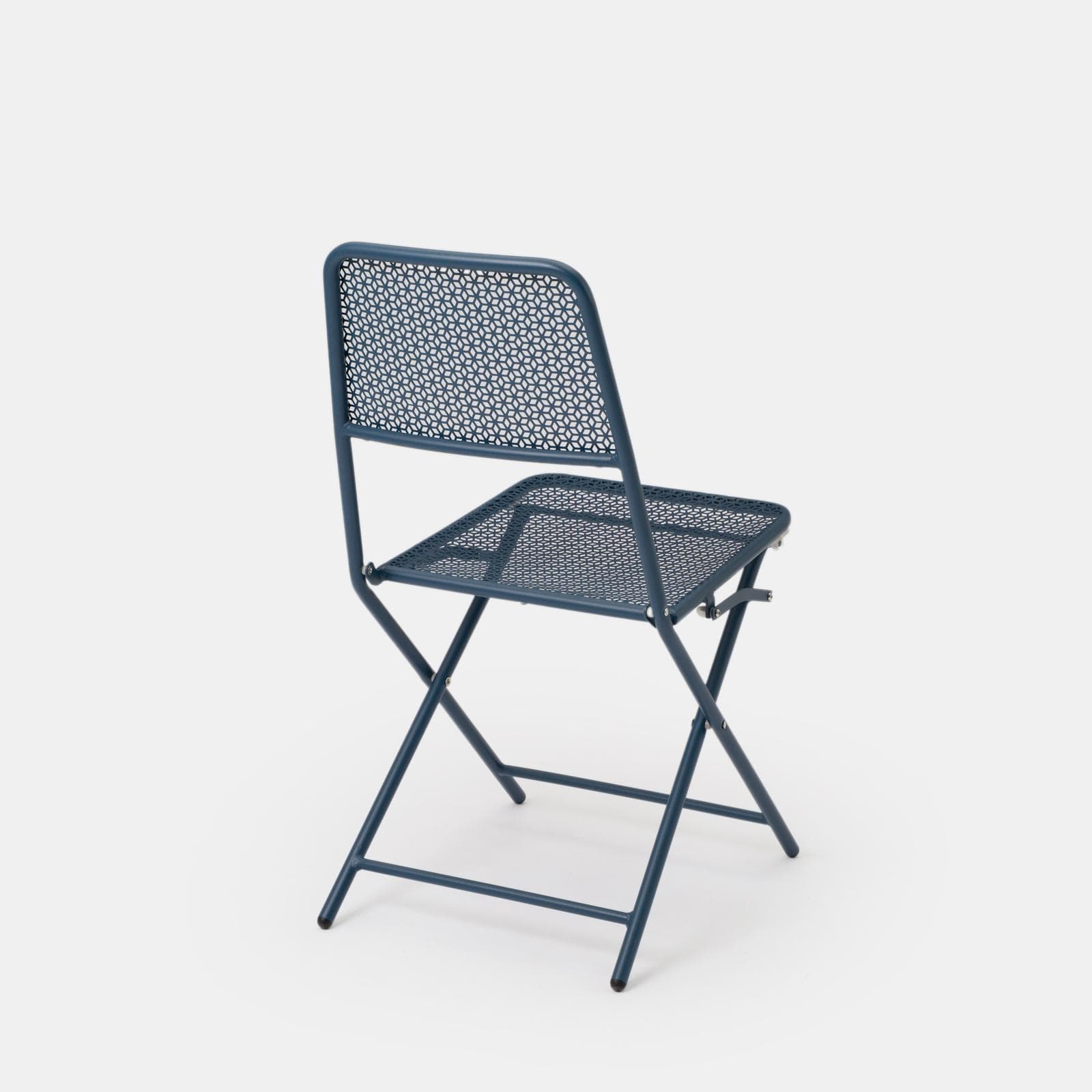 Set pranzo con tavolo 150x80 cm e 4 sedie pieghevoli in acciaio blu oceano - Faber