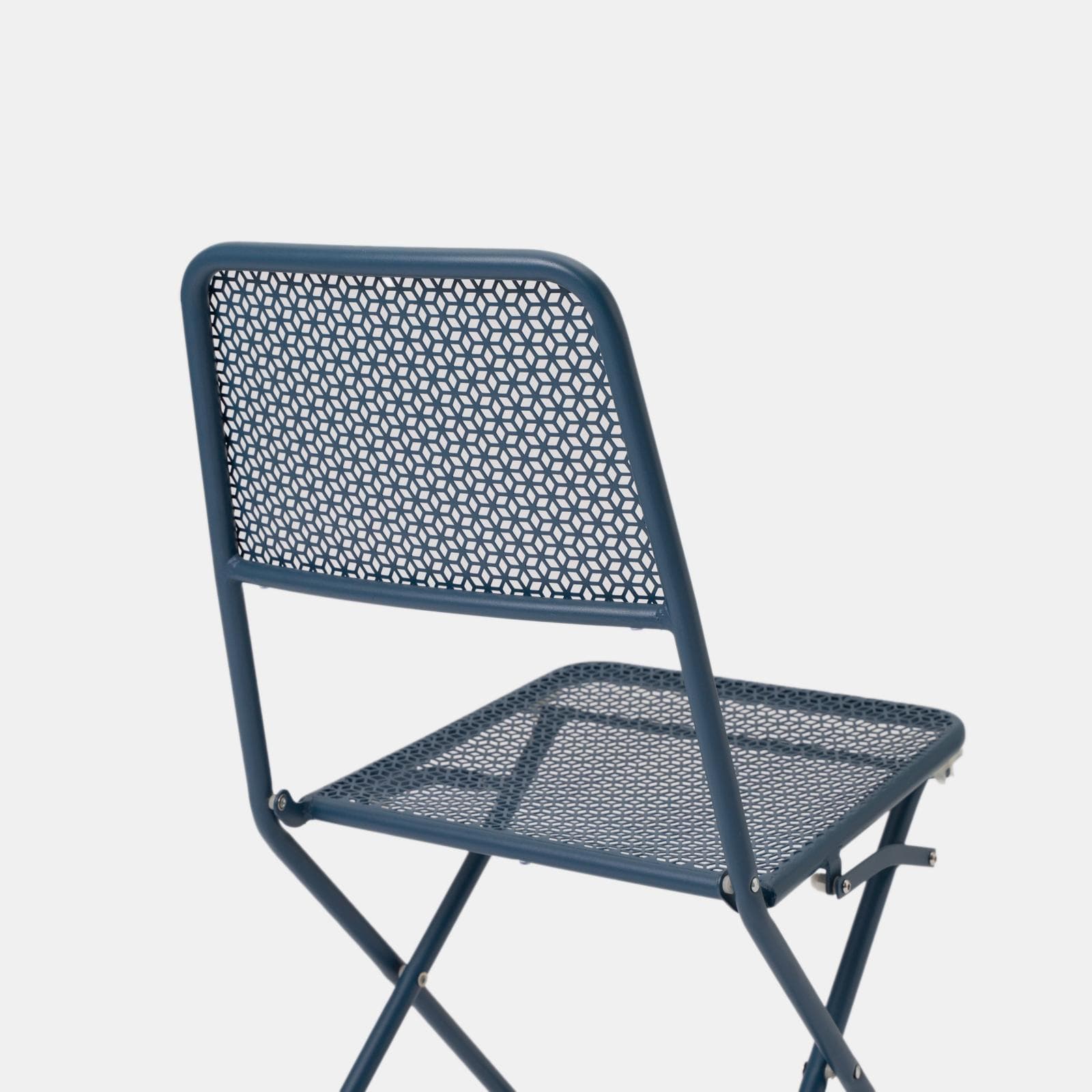 Set pranzo con tavolo 150x80 cm e 4 sedie pieghevoli in acciaio blu oceano - Faber