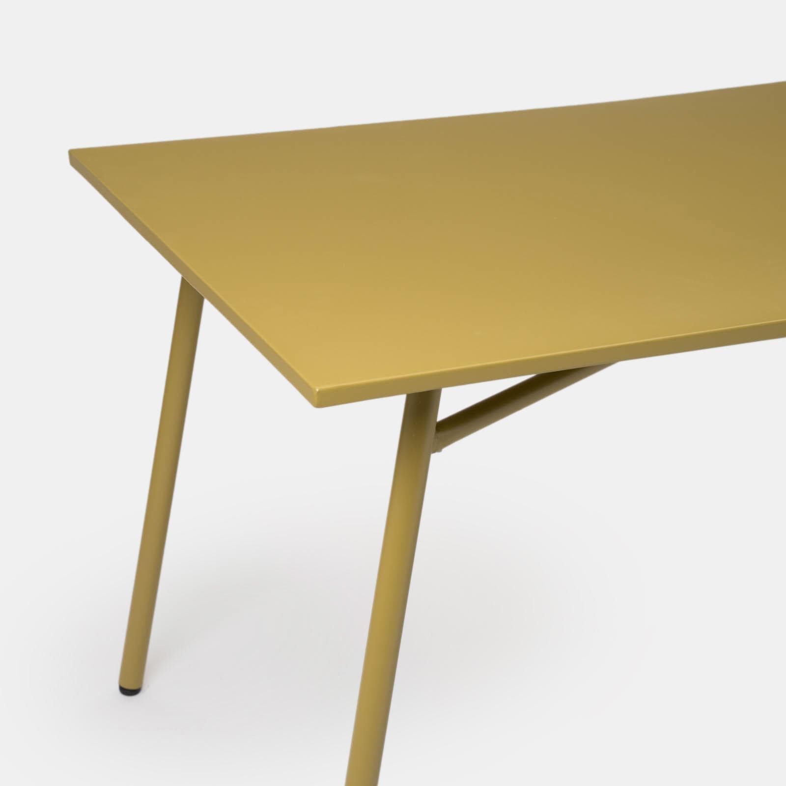 Set pranzo con tavolo 150x80 cm e 4 sedie pieghevoli in acciaio senape - Faber