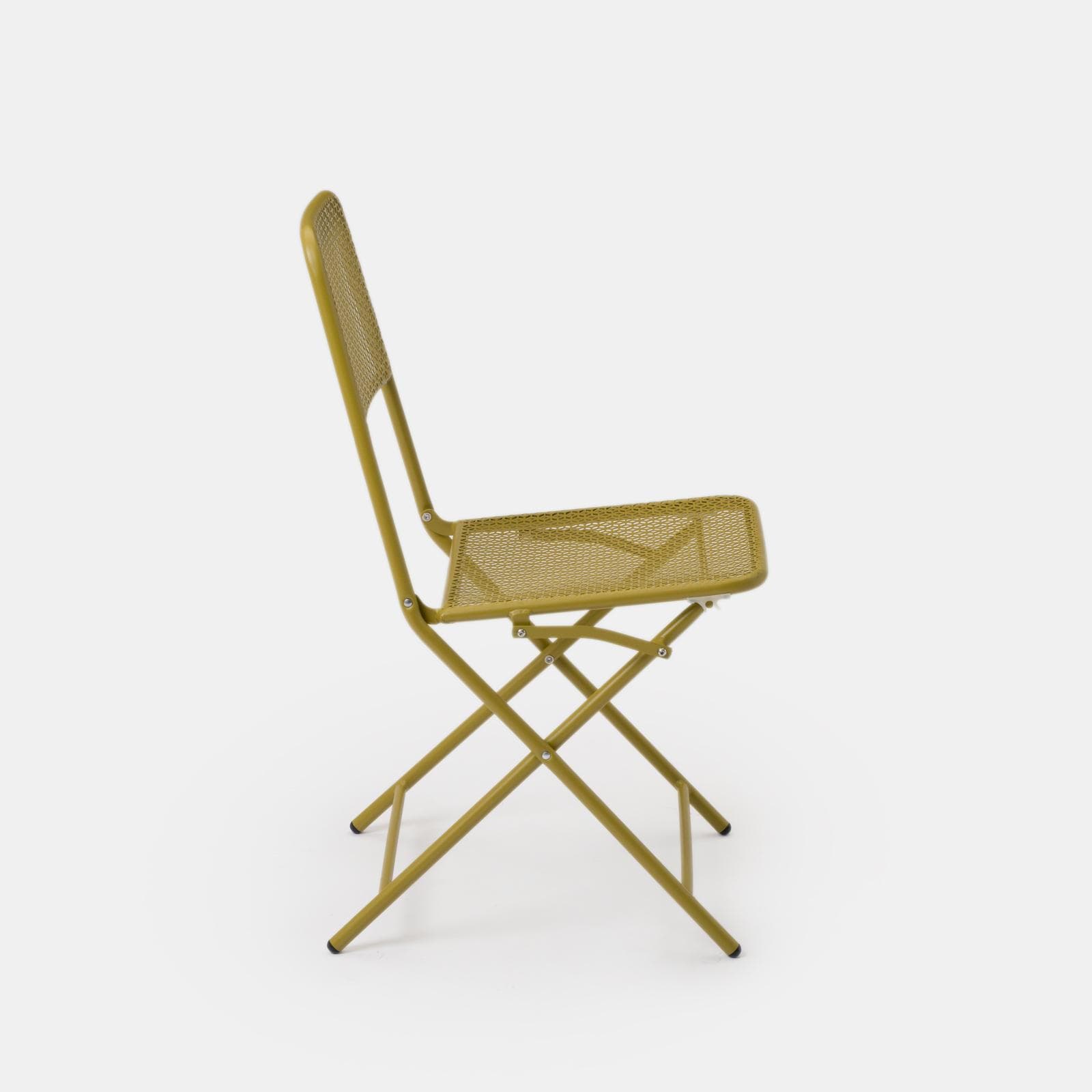 Set pranzo con tavolo 150x80 cm e 4 sedie pieghevoli in acciaio senape - Faber