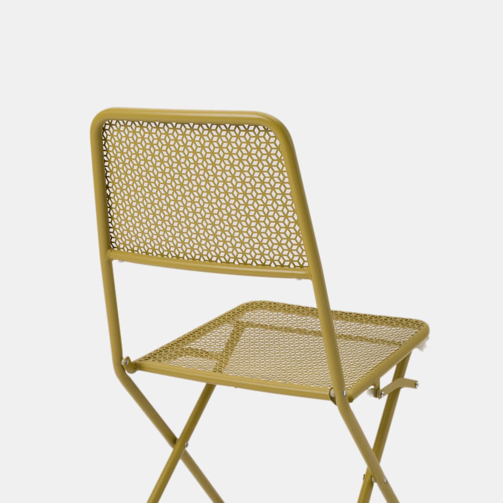 Set pranzo con tavolo 150x80 cm e 4 sedie pieghevoli in acciaio senape - Faber