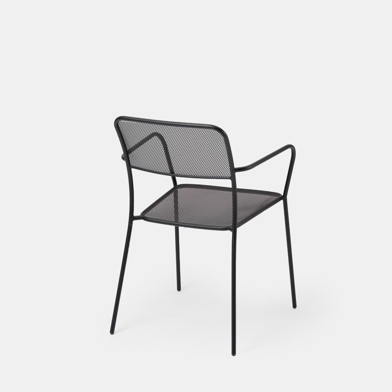 Set pranzo tavolo 70x120 cm e 4 sedie con braccioli in acciaio nero - Faber