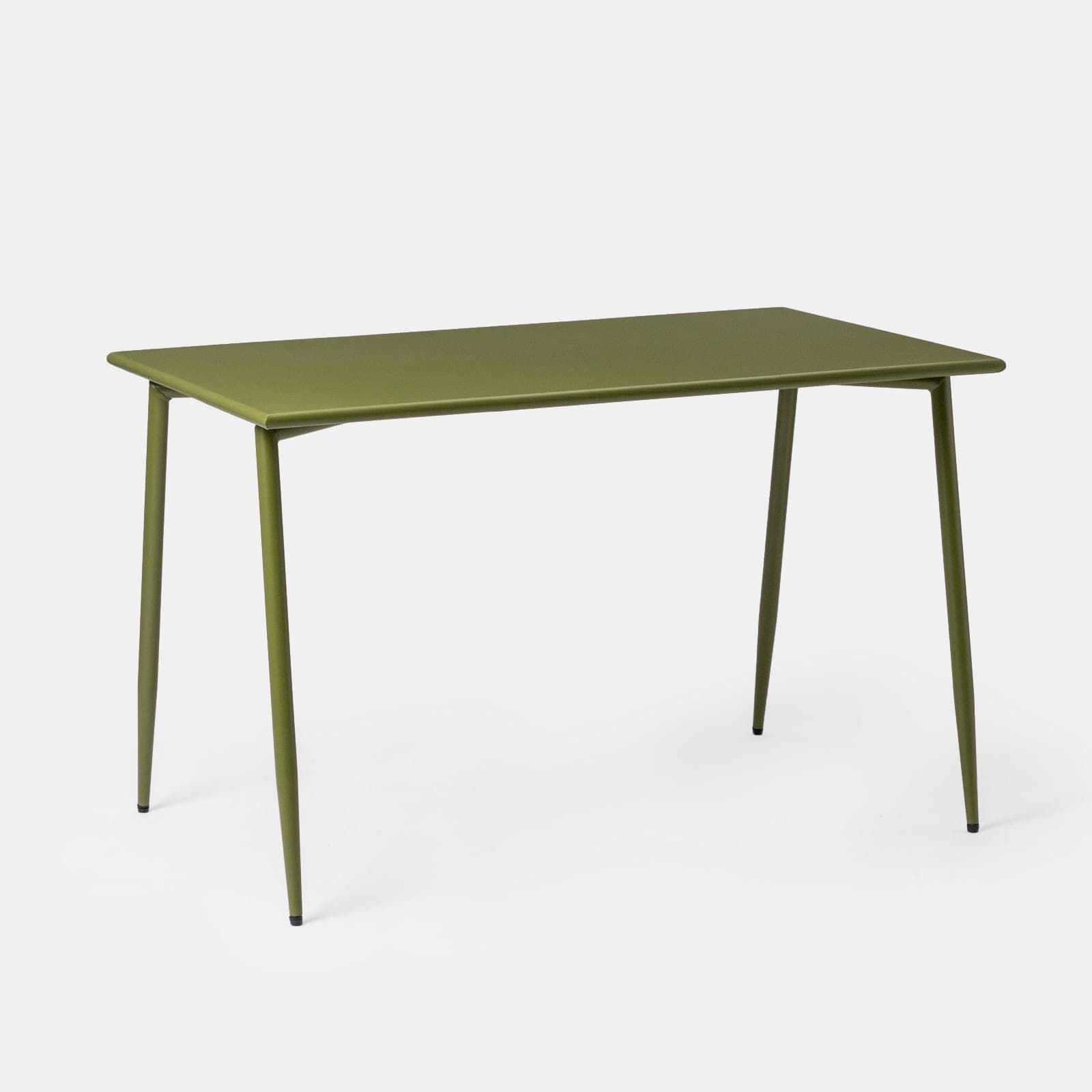 Set pranzo tavolo 70x120 cm e 4 sedie con braccioli in acciaio verde oliva - Faber