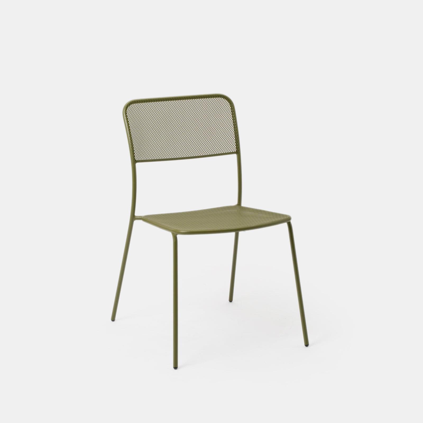 Set pranzo tavolo 70x120 cm e 4 sedie in acciaio verde oliva - Faber