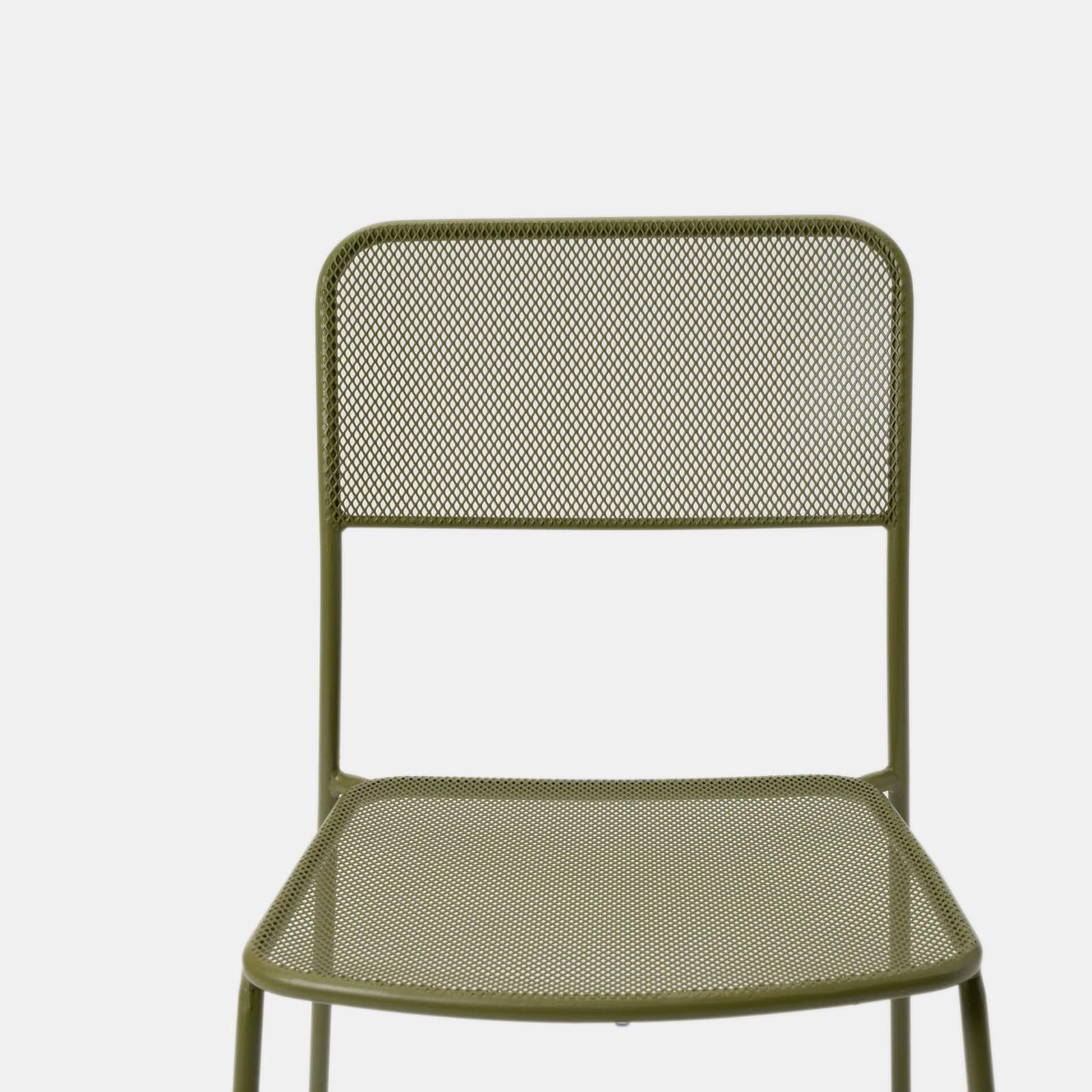 Set pranzo tavolo 70x120 cm e 4 sedie in acciaio verde oliva - Faber