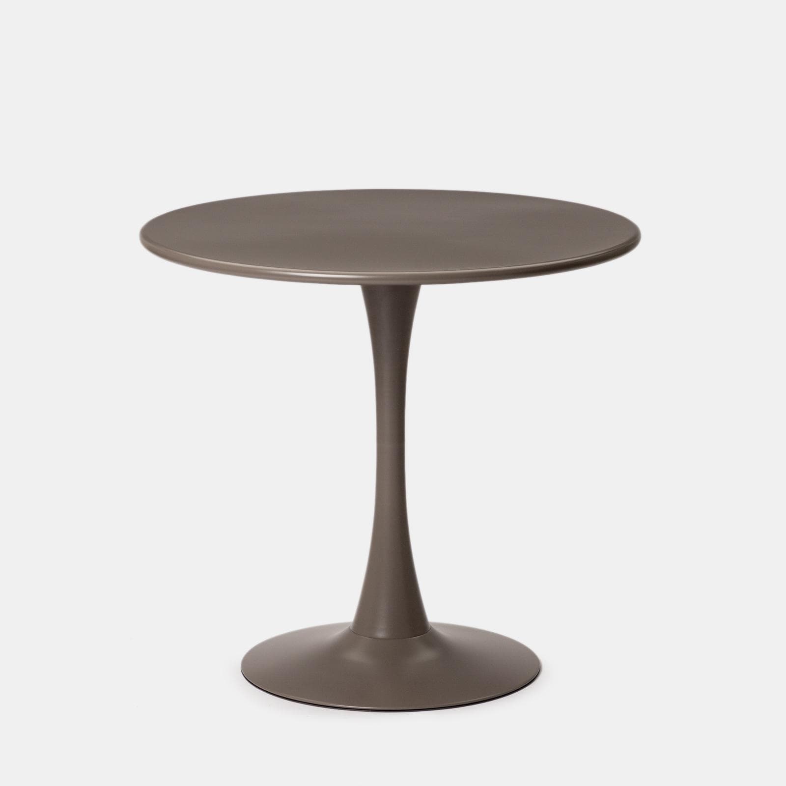 Set pranzo con tavolo rotondo 80 cm e 4 sedie impilabili in polipropilene cacao - Tulipano