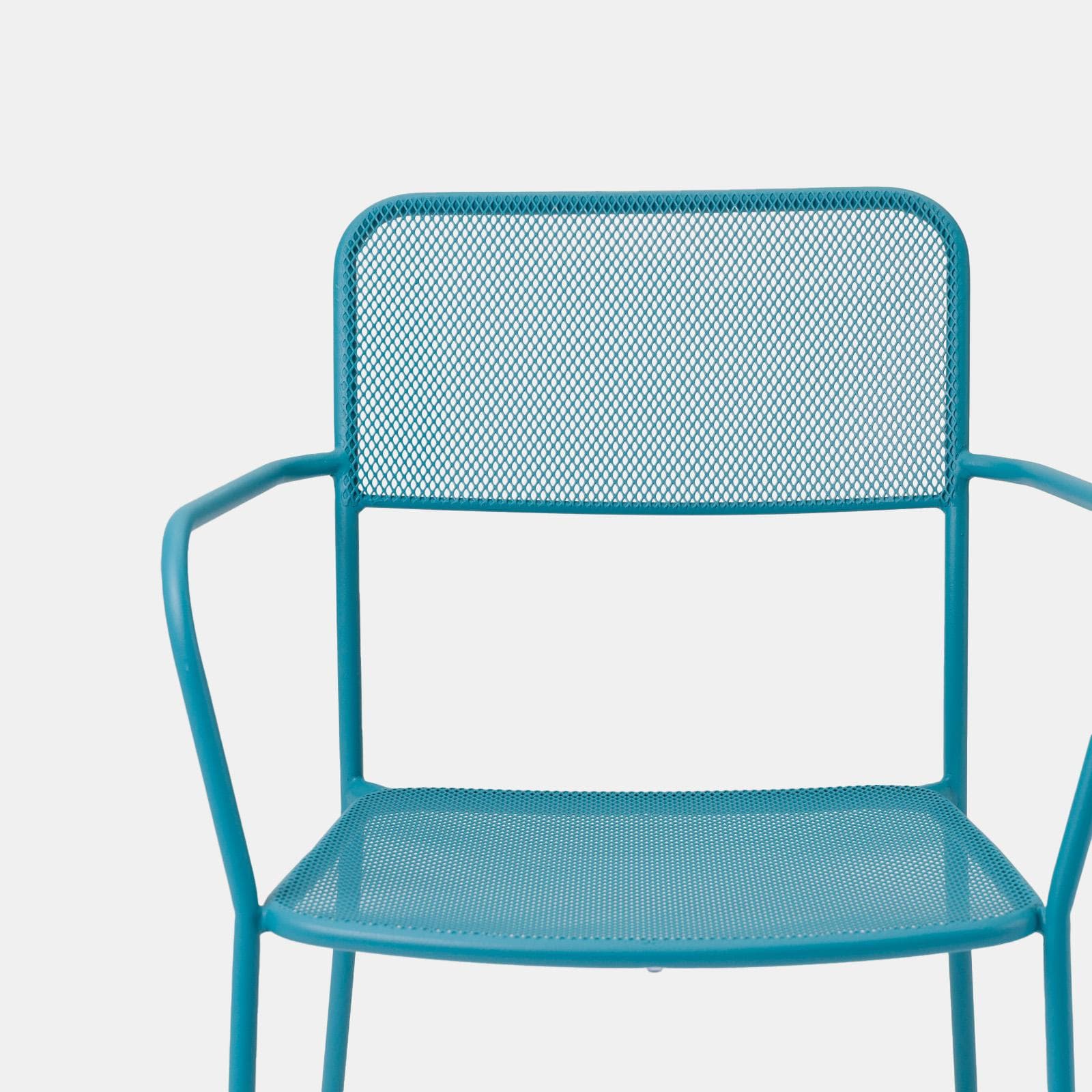 Set pranzo con tavolo 80x80 cm e 4 sedie con braccioli in acciaio blu maldive - Faber