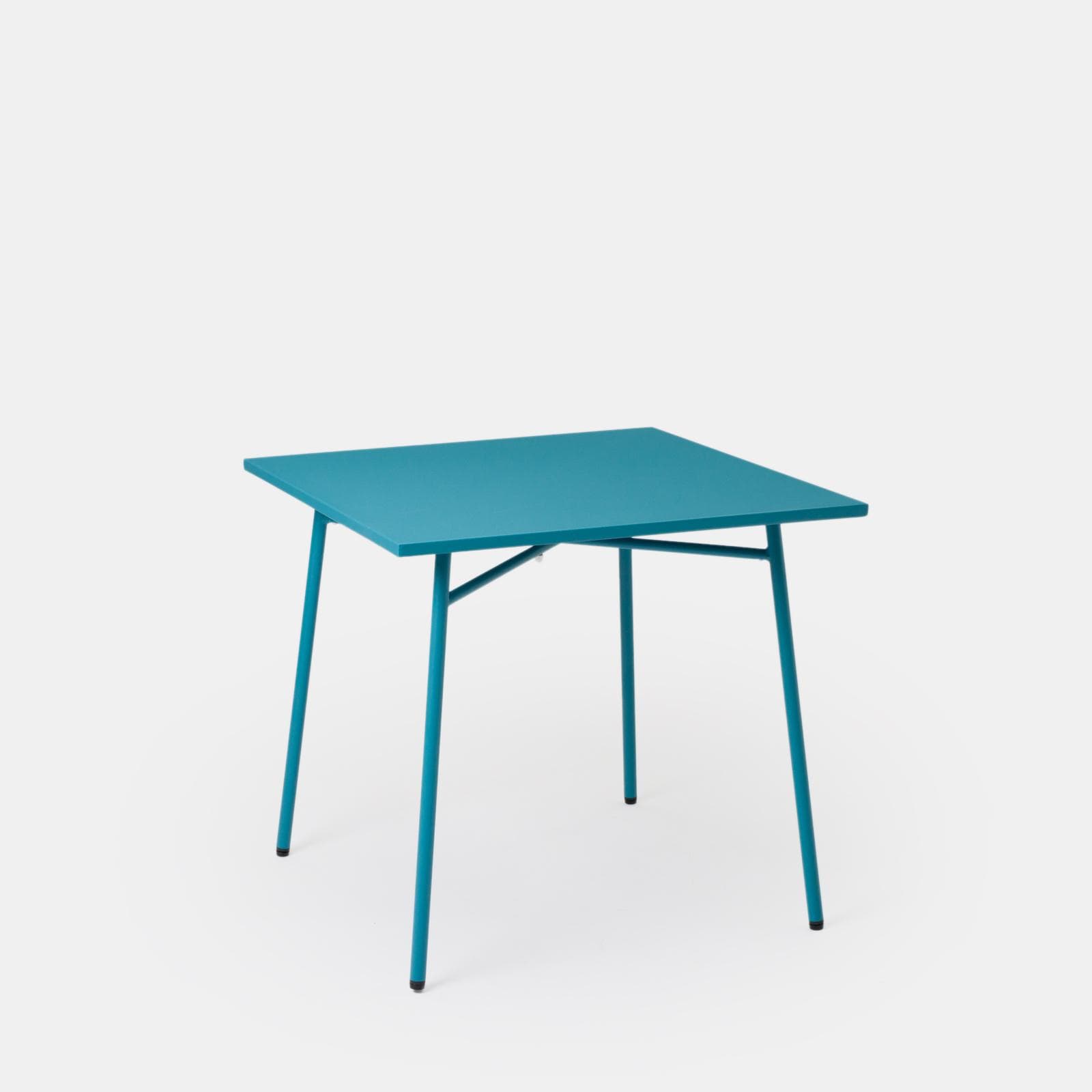 Set pranzo con tavolo 80x80 cm e 4 sedie con braccioli in acciaio blu maldive - Faber