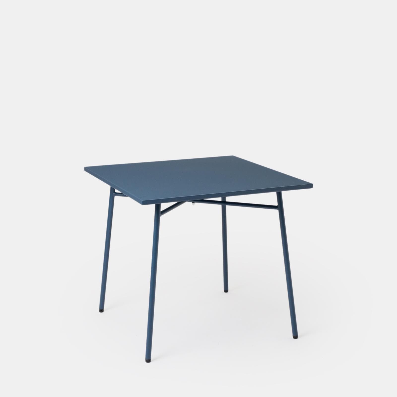 Set pranzo con tavolo 80x80 cm e 4 sedie con braccioli in acciaio blu oceano - Faber