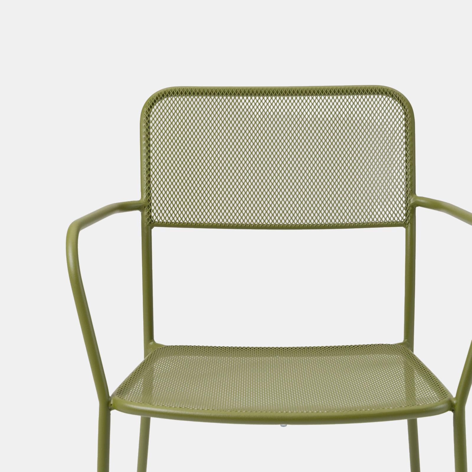 Set pranzo tavolo 80x80 cm e 4 sedie con braccioli in acciaio verde oliva - Faber