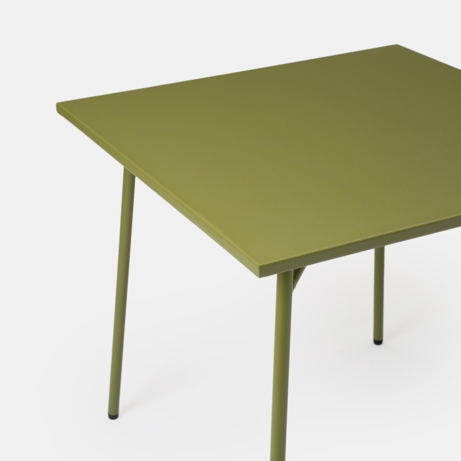 Set pranzo tavolo 80x80 cm e 4 sedie con braccioli in acciaio verde oliva - Faber