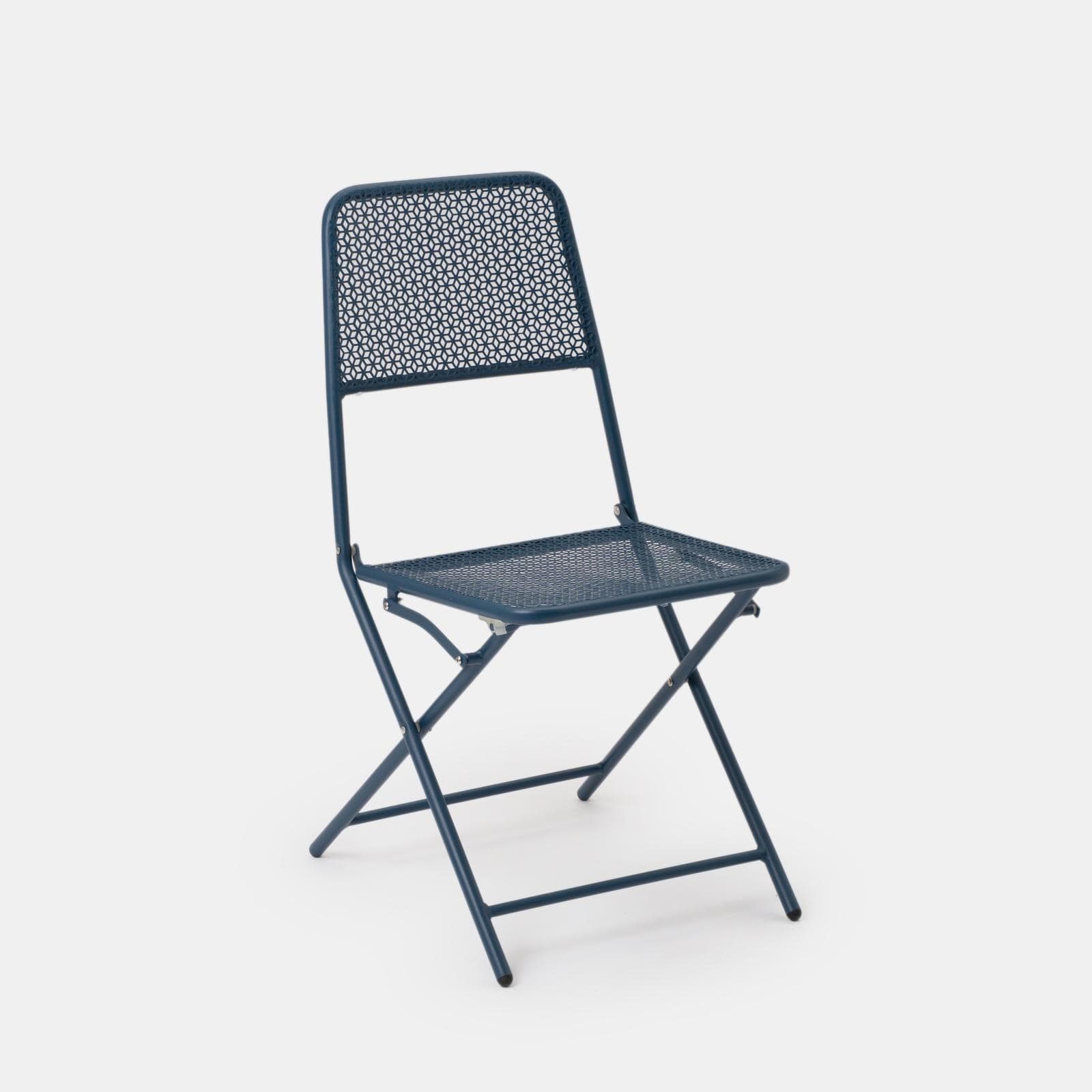 Set pranzo con tavolo 80x80 cm e 4 sedie pieghevoli in acciaio blu oceano - Faber