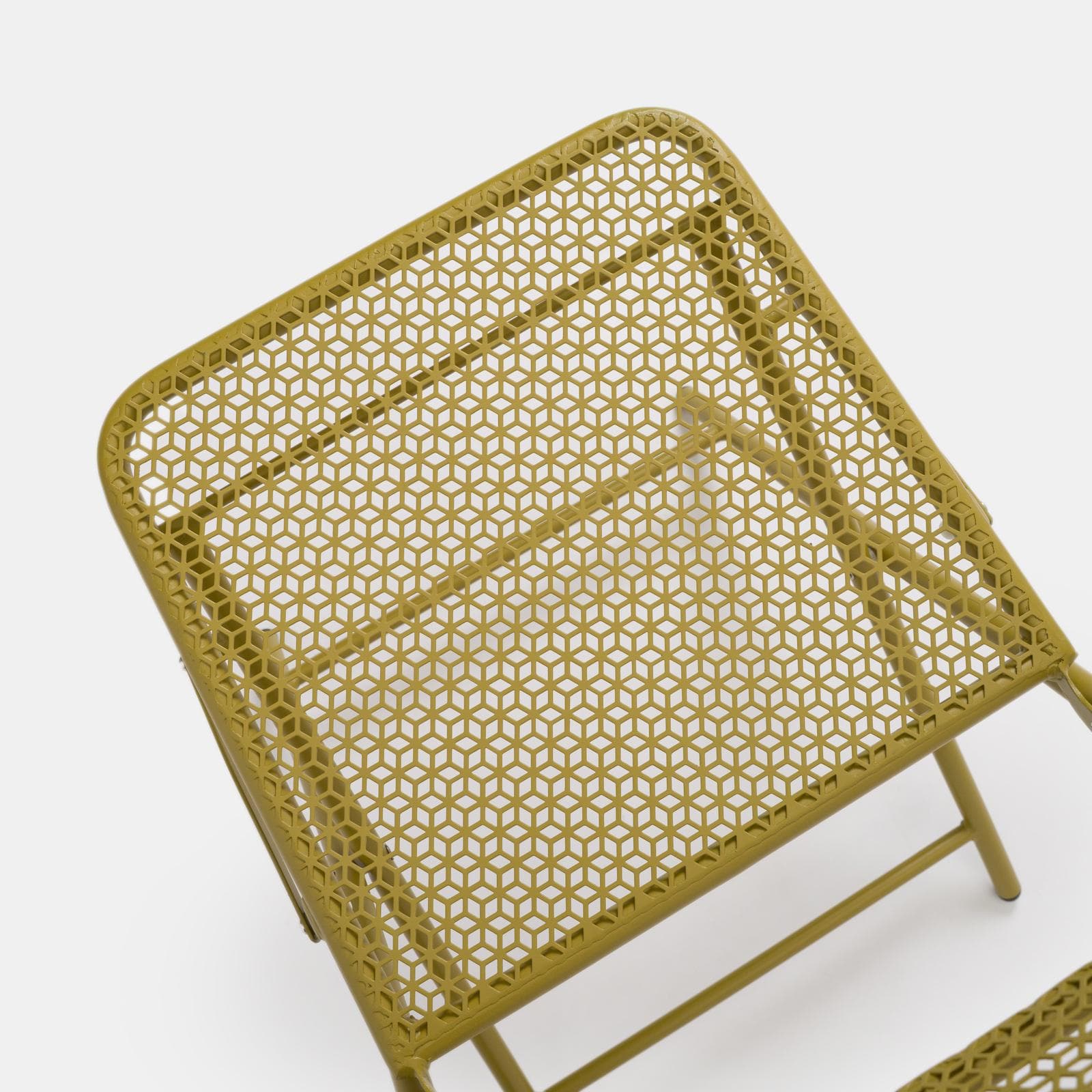 Set pranzo con tavolo 80x80 cm e 4 sedie pieghevoli in acciaio senape - Faber