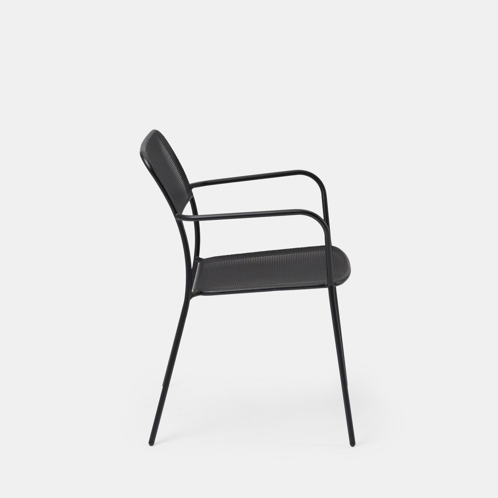 Set bistrot tavolo pieghevole 60x60 cm e 2 sedie con braccioli in acciaio nero - Faber